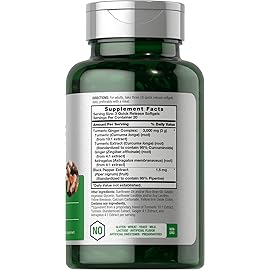 Horbach Turmeric and Ginger Supplement 3000 mg | 60 Softgel Capsules | Turmeric Curcumin Complex with Black Pepper Extract | Non-GMO, Gluten Free