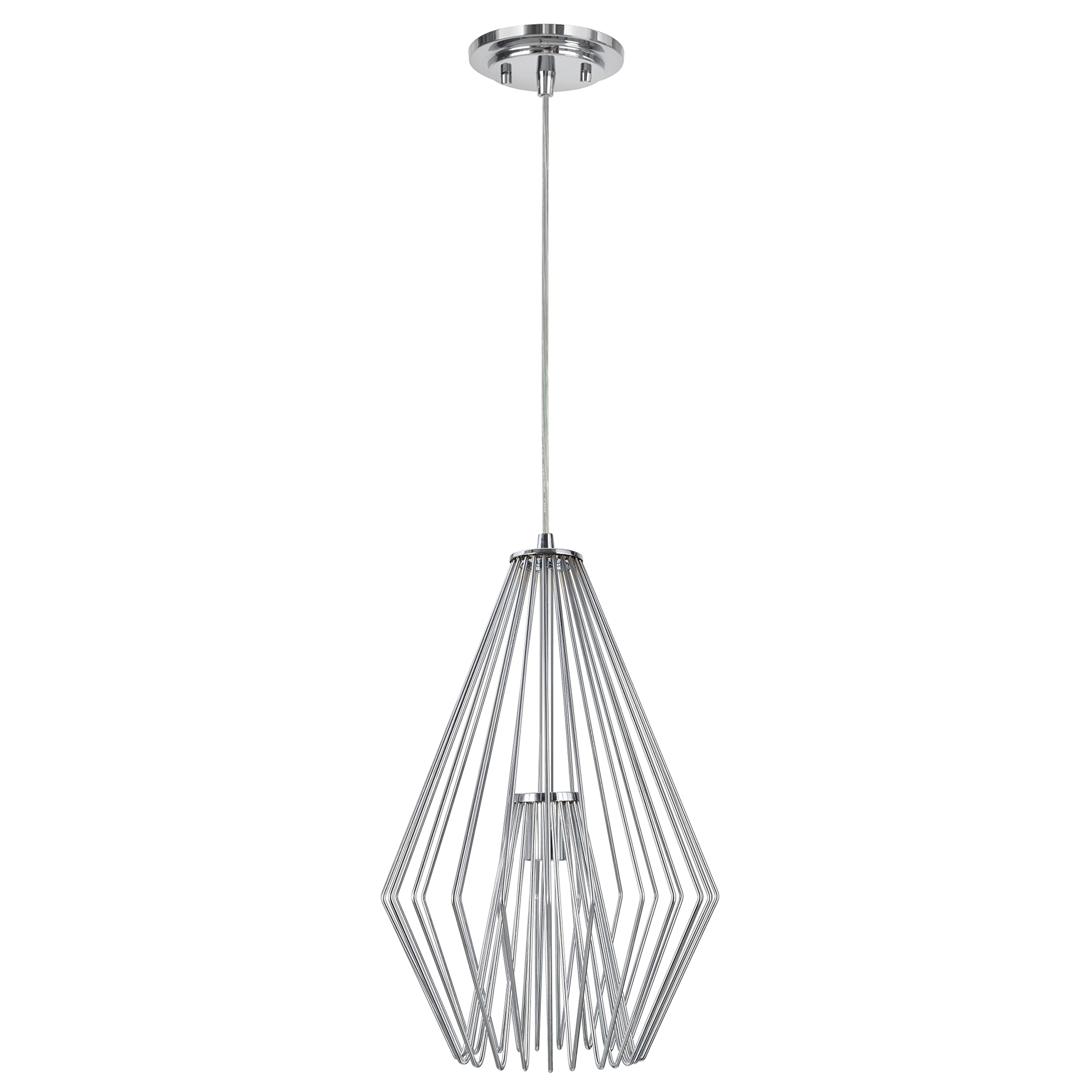 Aspen Creative Chrome 61081-2 Metal Wired Mini Pendant Finish, 1 Light-12 Wide