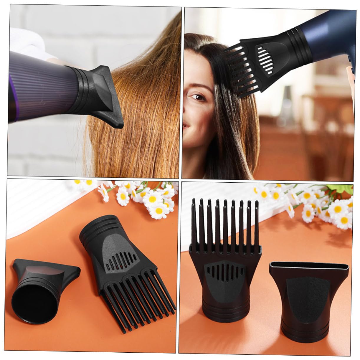 CALLARON 5 Sets Haartrockner Zubehör Diffusor Haartrocknerkappe Föhne Haartrocknerdüse Föhnaufsätze Lockenfön Föhnspitze Föhndüse Nylon Schwarz