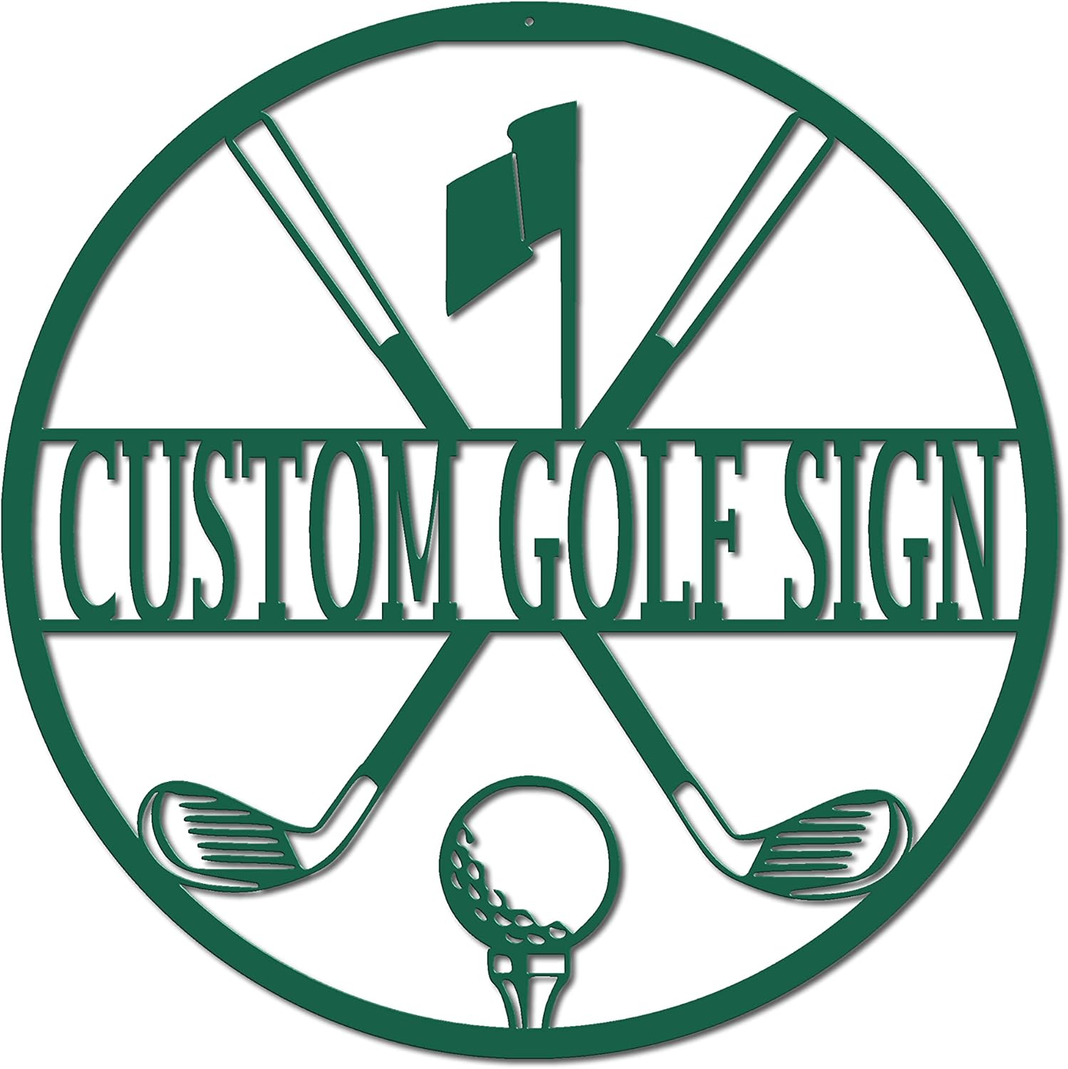 Golf Custom Name Metal Sign (15" H x 15" W, Green)