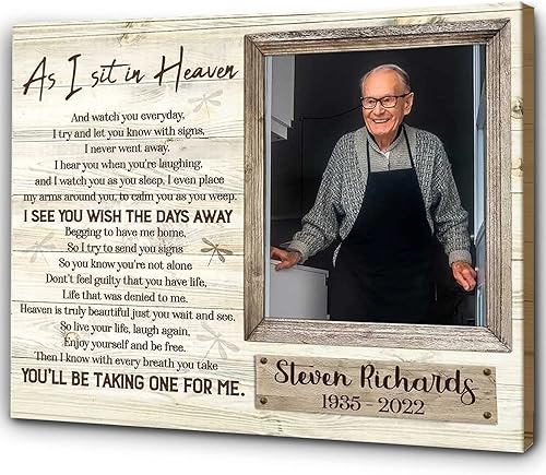 Benicee Shop Regalo conmemorativo personalizado por la pérdida de un ser querido, lienzo con imagen, en memoria, un regalo, regalos para padre,