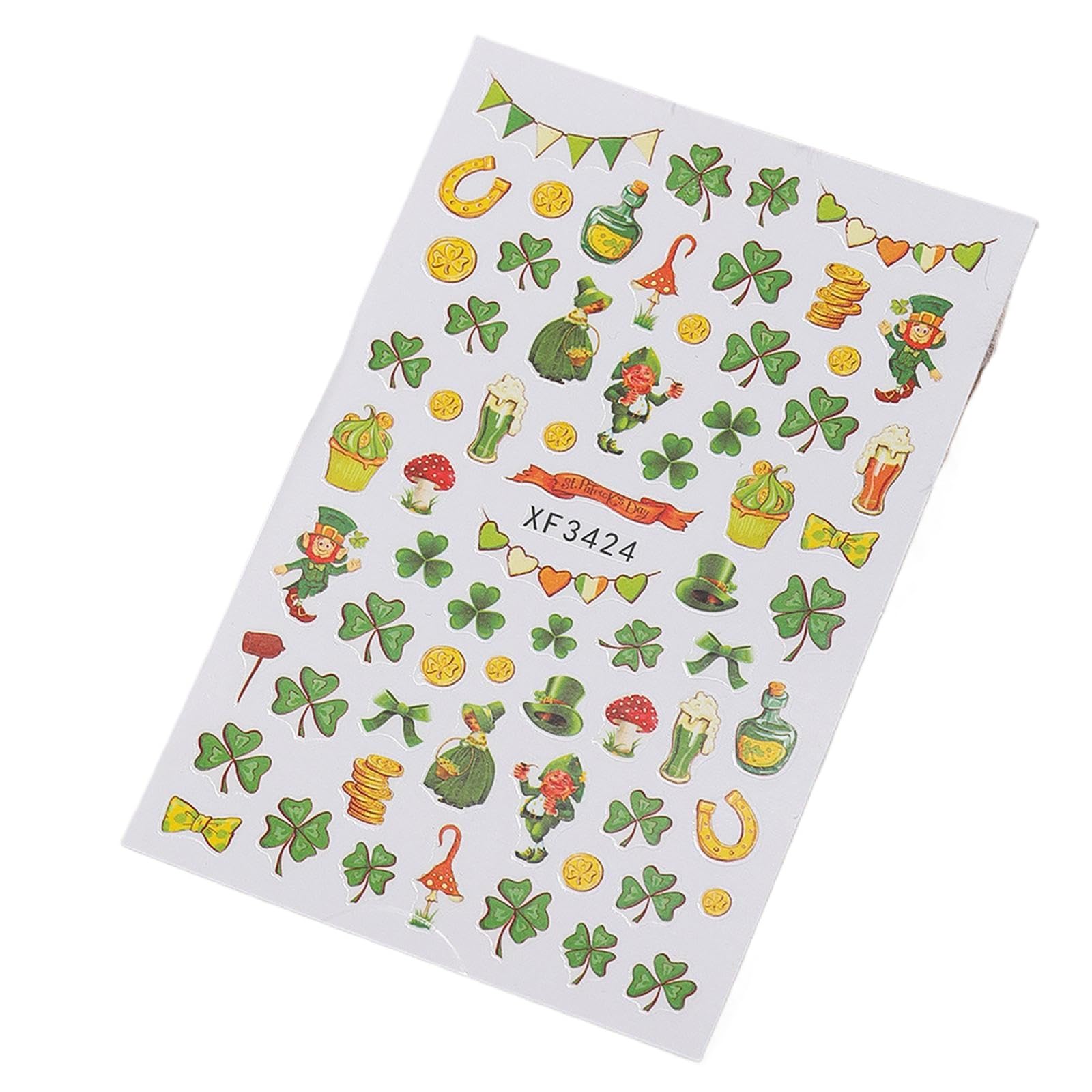 Clovers Nails Art Stickers Patrick ’ s Day Sticker Shamrock Decals Adhesive Sticker Patrick ’ s Day Decals