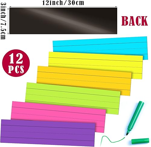 Miniatura 4 de Paquete de 12 tiras magnéticas de oración para profesores, tiras de oración de 12 x 3 pulgadas, tiras magnéticas de borrado en seco, tiras