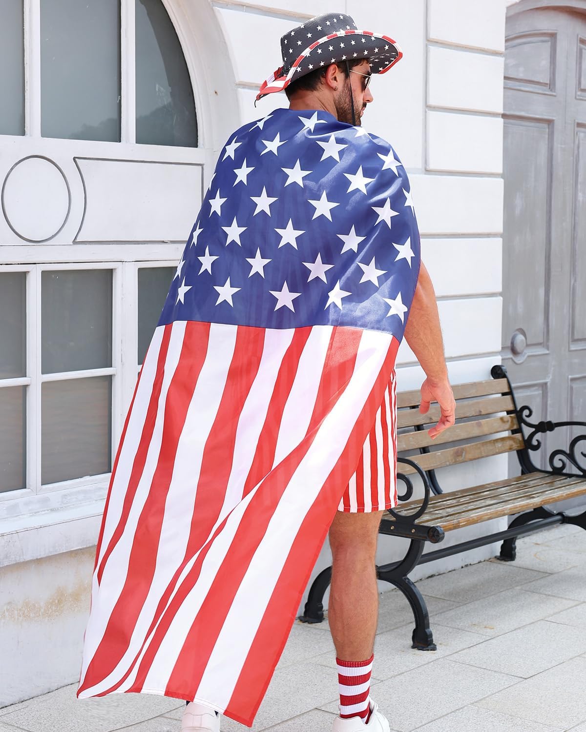 American Flag Overalls for Men Women, 6Psc 250th Anniversary 4th of July Coveralls Shorts Kit, USA Romper Couple