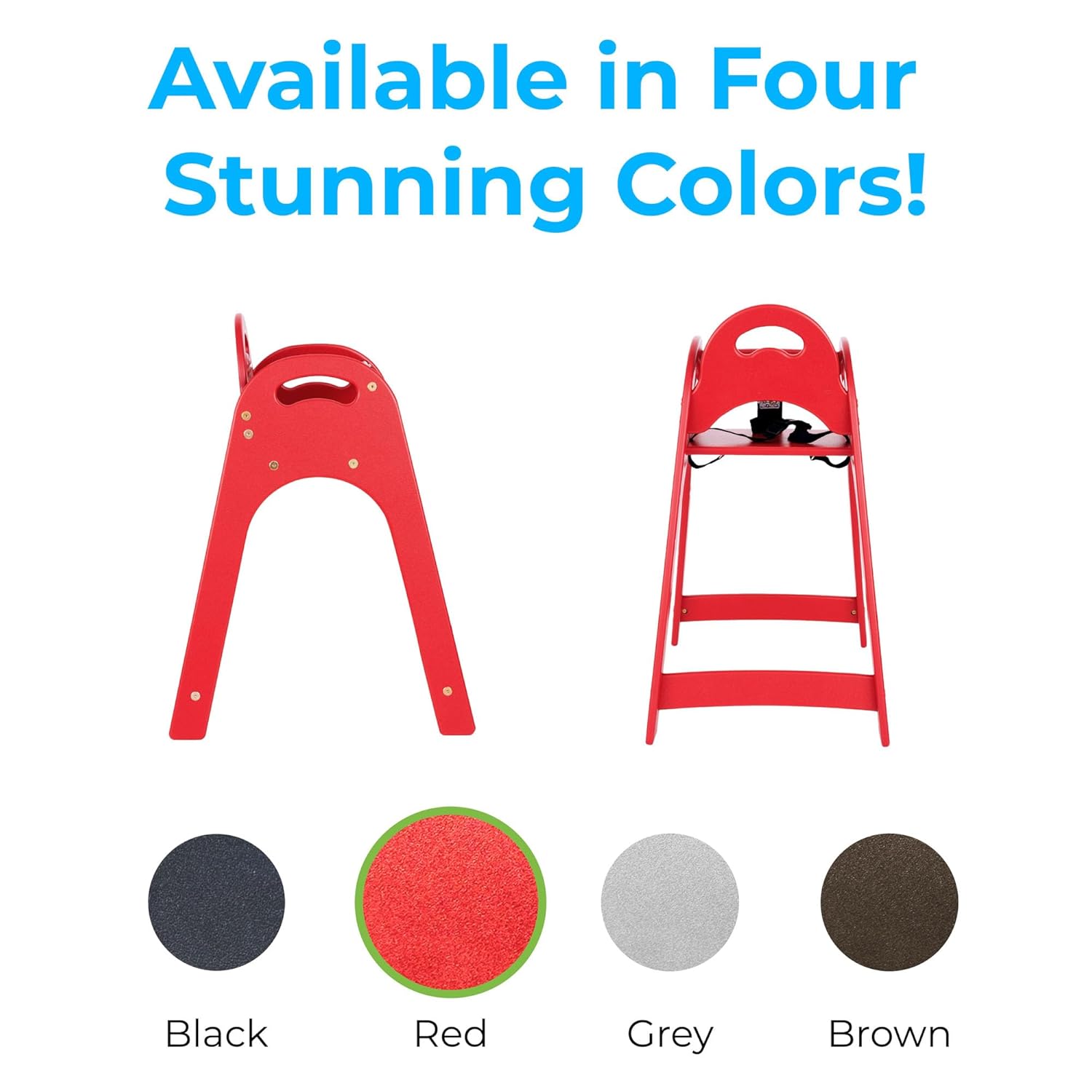 Koala Kare Designer High Chair – Modern, Durable & Sanitary High Chair for Restaurants, Stackable Space Saver, Easy-to-Clean Design, Red (Model KB105-03)