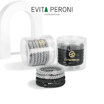 EVITA PERONI Hair Ties - 6 Pack No Damage Hair Elastics, Ponytail Holders for Thick Hair - Secure Hold for Yoga, Gym, Workout - Ideal for Women's Day Gifts - Gray