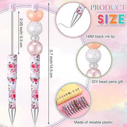 Miniatura 4 de Teling 50 Pcs Beadable Pens Plastic Assorted Bead Pens with Shaft Black Ink Bulk Beaded Ballpoint Pens for DIY Making Present Office Students