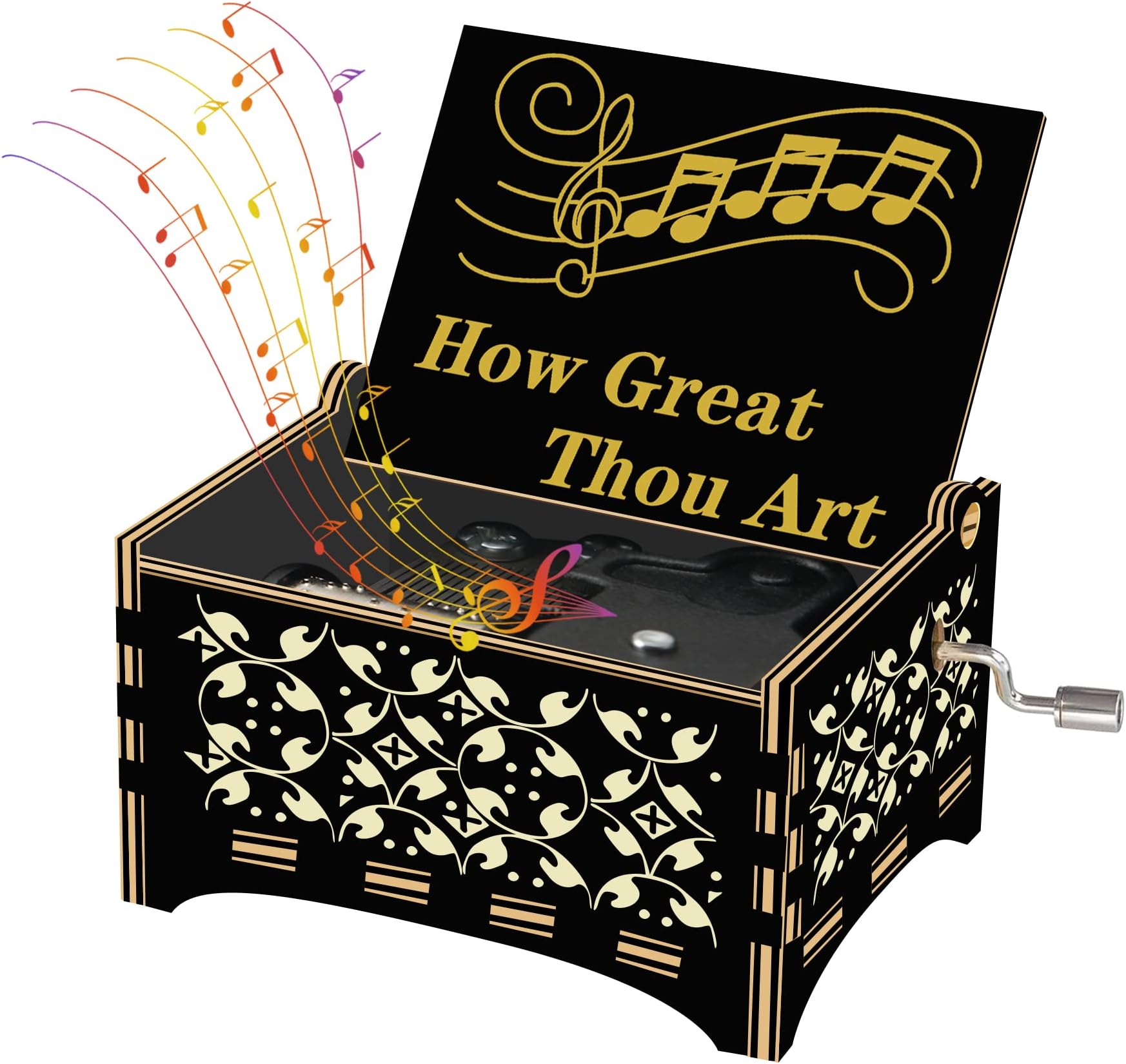 How Great Thou Art Wood Music Box Gifts for Christian Women Men Religious Wooden Music Boxes Gifts for Mom, Dad, Easter, Christmas, Mother's Day, Father's Day, Birthday,Christening Gift
