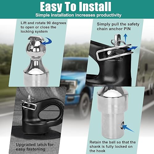 Miniatura 6 de | Juego de bolas de enganche de cuello de cisne 60692, bola de 2-5/16 pulgadas 30000 libras GTW compatible con Ford F250 F350 F450 2013-2024,