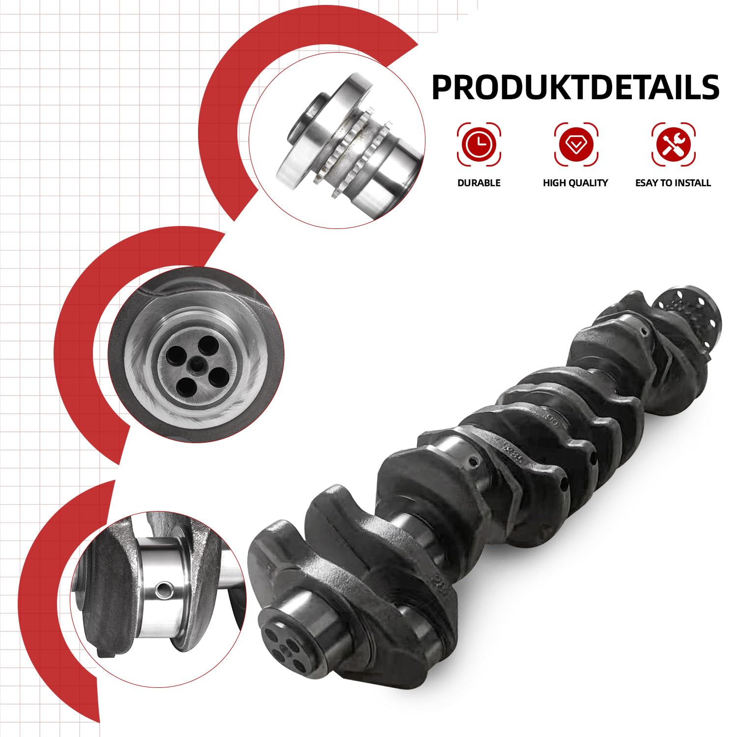 N57D30 Kurbelwelle mit Lagersatz Kompatibel mit BMW 3er F30 F3 5er F10 F11 7er F01 F03 X3 X5 X6 2006-2019 11217799970 11217809375