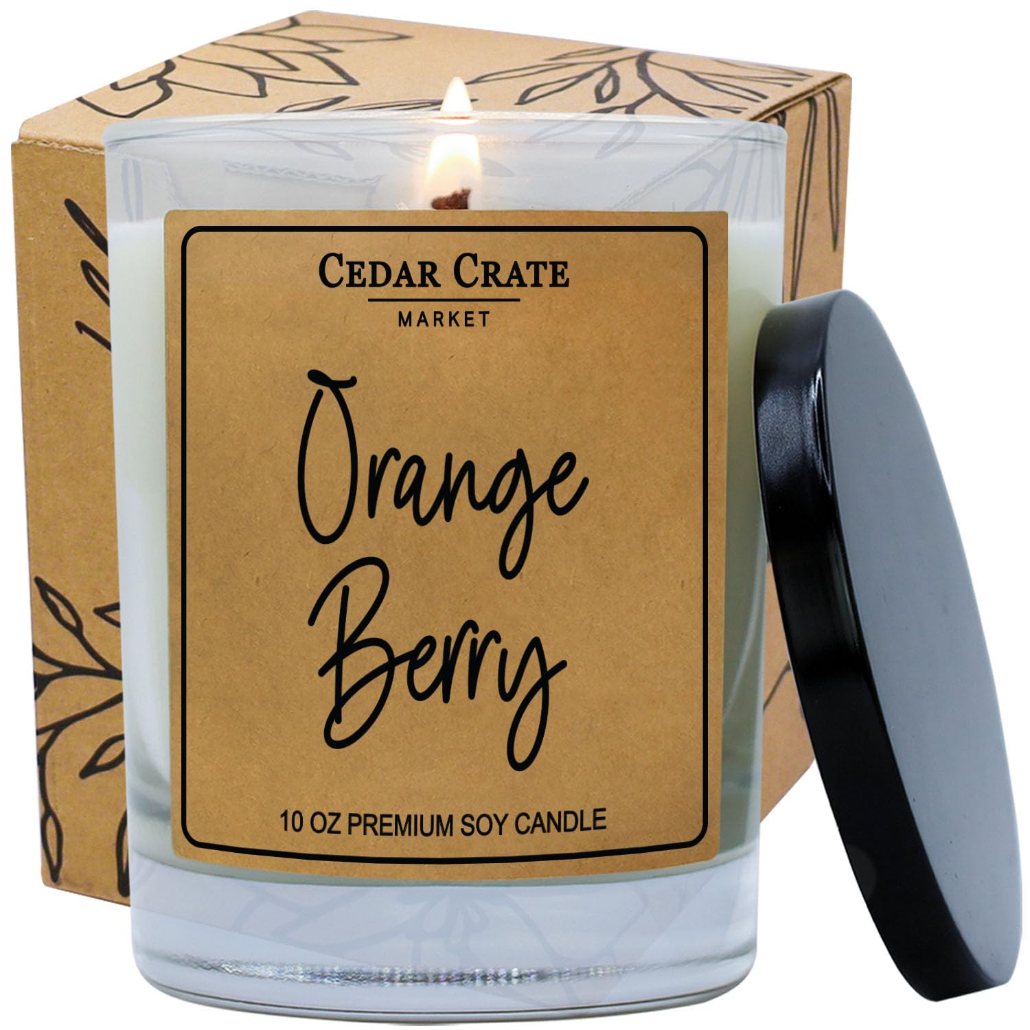 CEDAR CRATE MARKETOrange Berry Candles for Home - Scented Soy Wax Candles Gifts for Women and Men, Aromatherapy Candles Infused with Essential Oils - 13.5 oz Clear Jar, 50+ Hour - Made in The USA