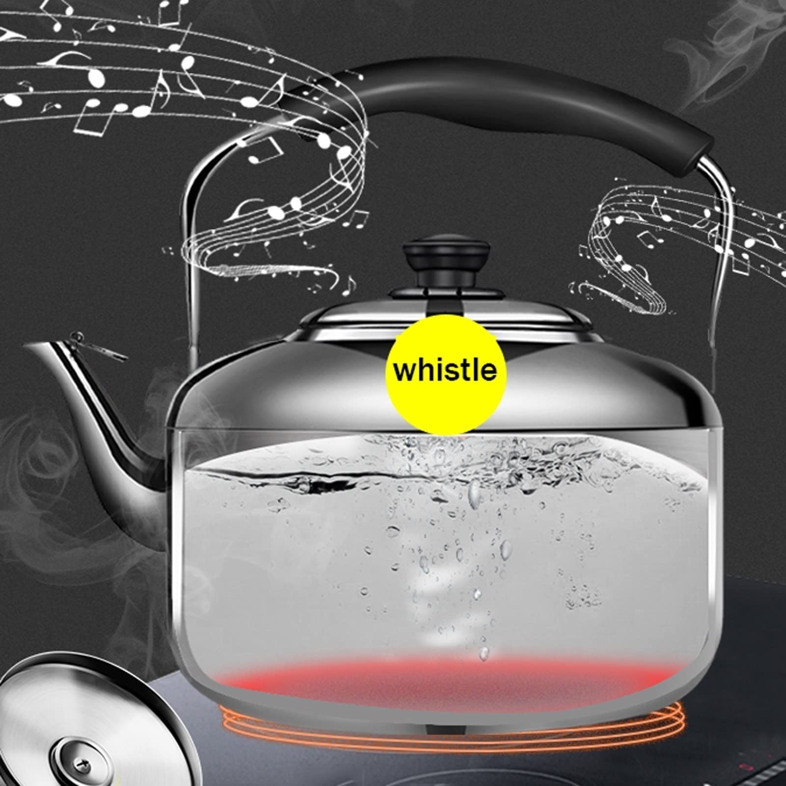 Tovetop Whistling Teakettle Tapot, Eau en Acier Inoxydable Bouilloire Grande capacité de gaz de Bouilloire à Induction à Induction Universelle Kettle Tea Pot Mariage