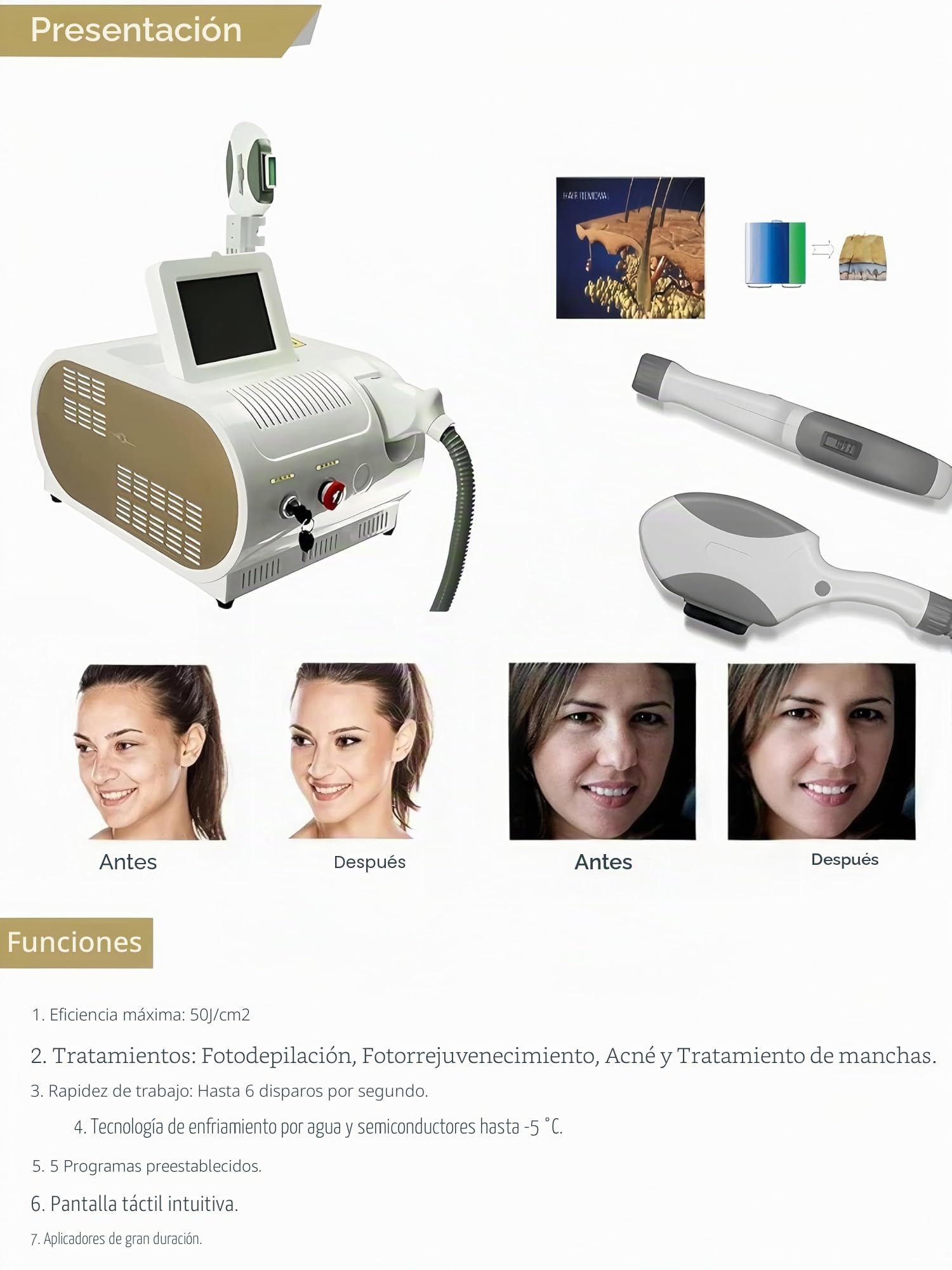 Nuevo Salon de belleza IPL depilación portátil de la piel blanqueamiento permanente láser máquina de depilación permanente láser OPT