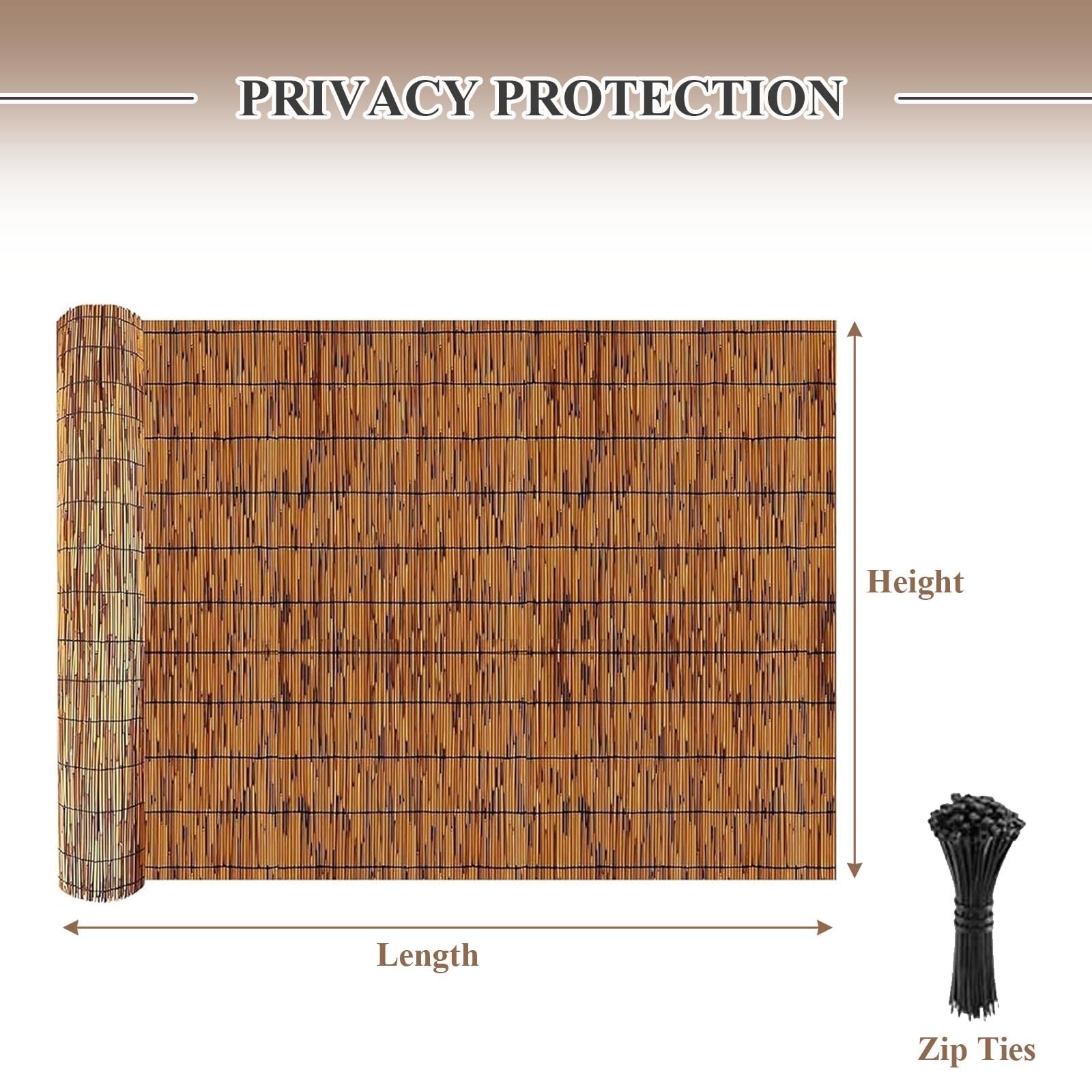 Canne Di Bambu per Esterno Canniccio 50cm 60cm 90cm 100cm 130cm 150cm 160cm Altezza,Recinzione Canne Naturali,Robusti & Impermeabili Pannello Protezione Privacy Facile Installare(Natural,160x500cm)