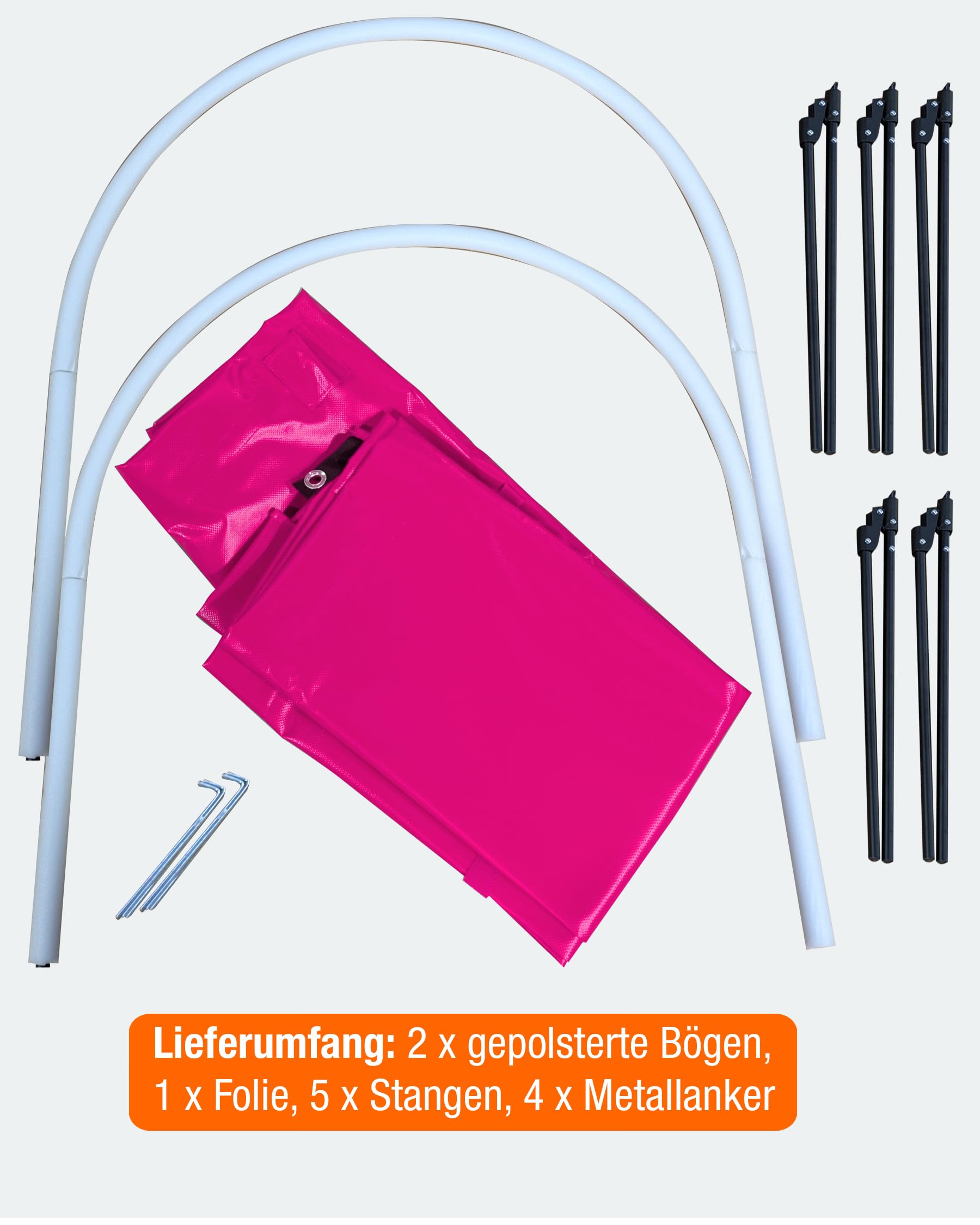 Hoopers Tunnel sans fond, 1 m de long, Ø 80 cm, rose, pliable et fixable, conforme à la norme VDH et résistant aux intempéries