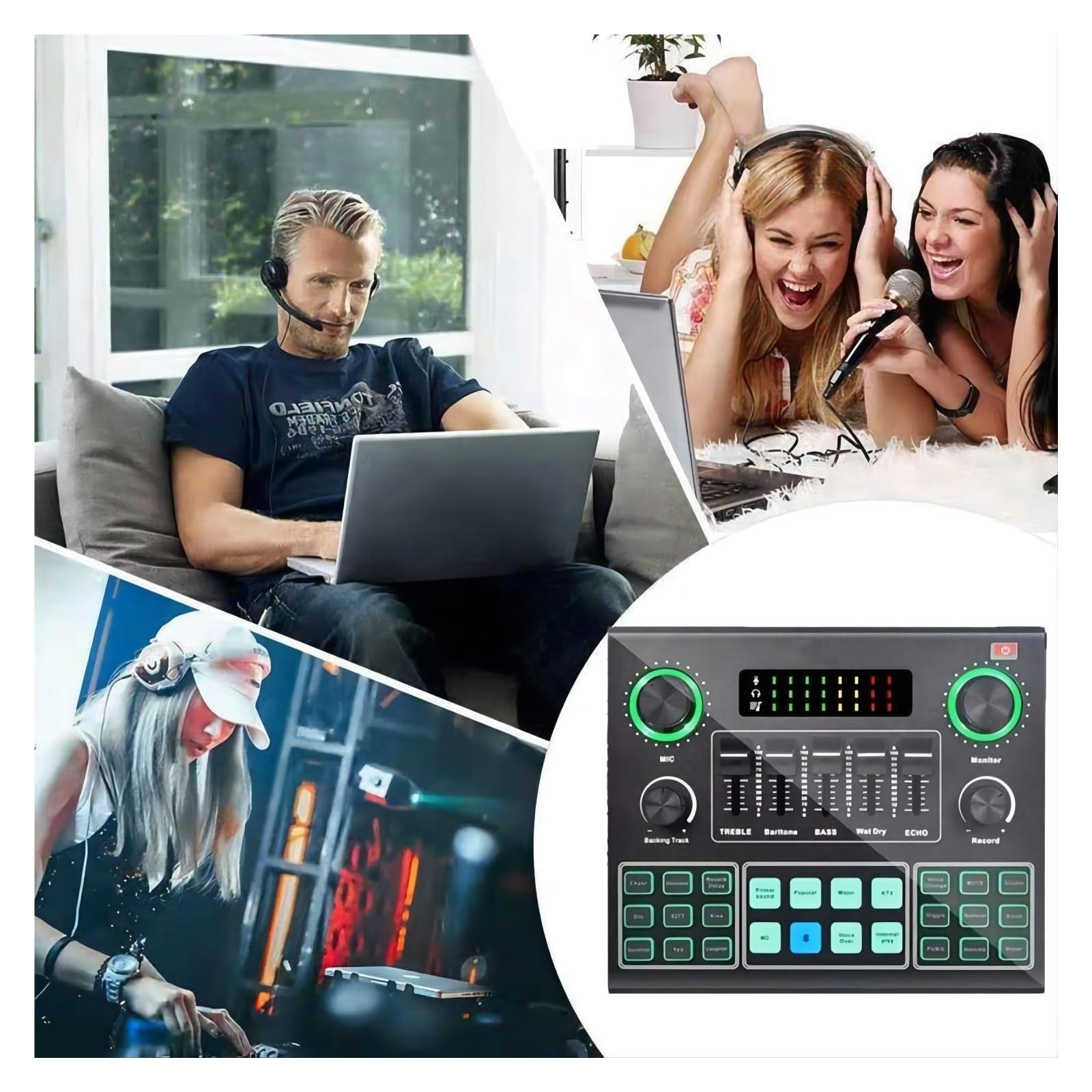 Mixer audio, V9SJ Mixer esterno Scheda dal Telefono cellulare Cambia voce Registrazione trasmissione Casa KTV Gioco Musica Canto V10