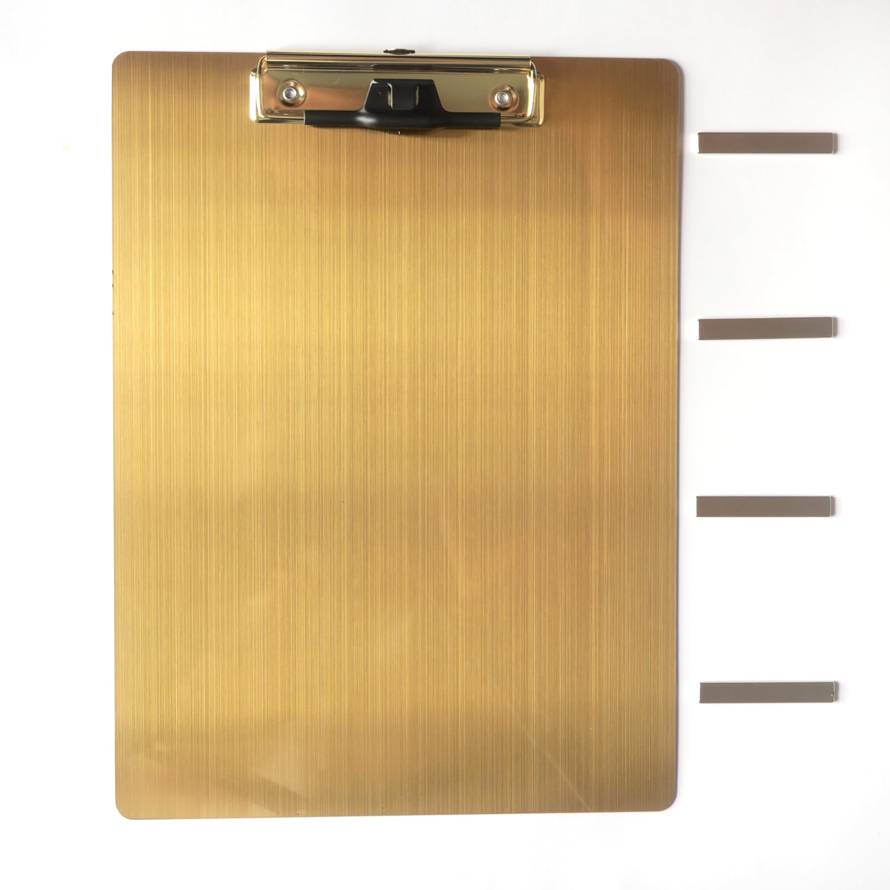 Stainless Steel Magnetic Clipboards, Metal Clipboards with Flat 304 Clip, Black Boards for Refrigerator, Cooking Recipe Rails, Message Boards (Golden-A4)