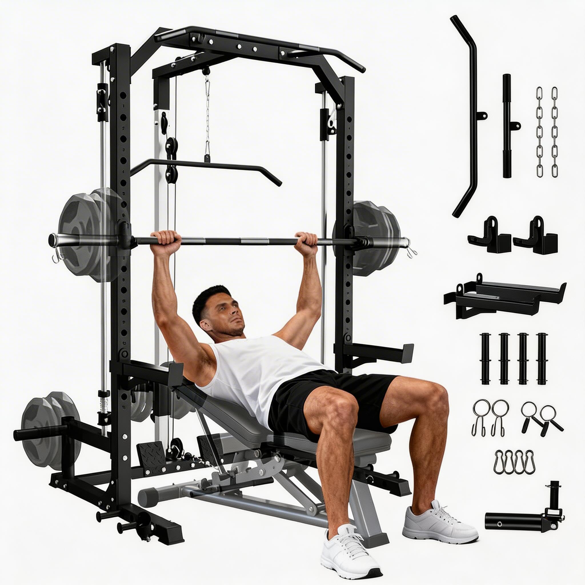 Smith Machine Home Gym with LAT Pulldown System
