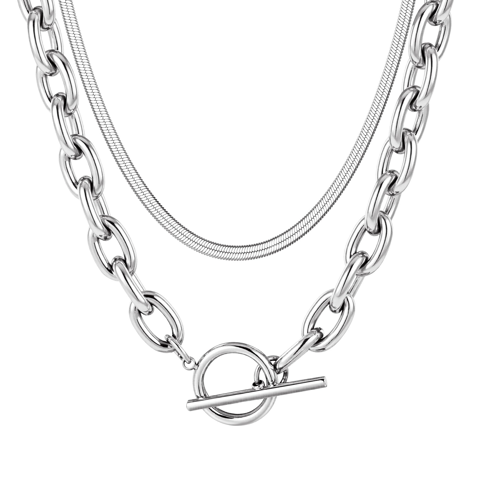 Collar de cadena con clip grueso en de oro de 18 quilates, cierre de palanca que no se deslustra, pilas de eslabones cubanos, collares en con clip de papel delicado para mujeres