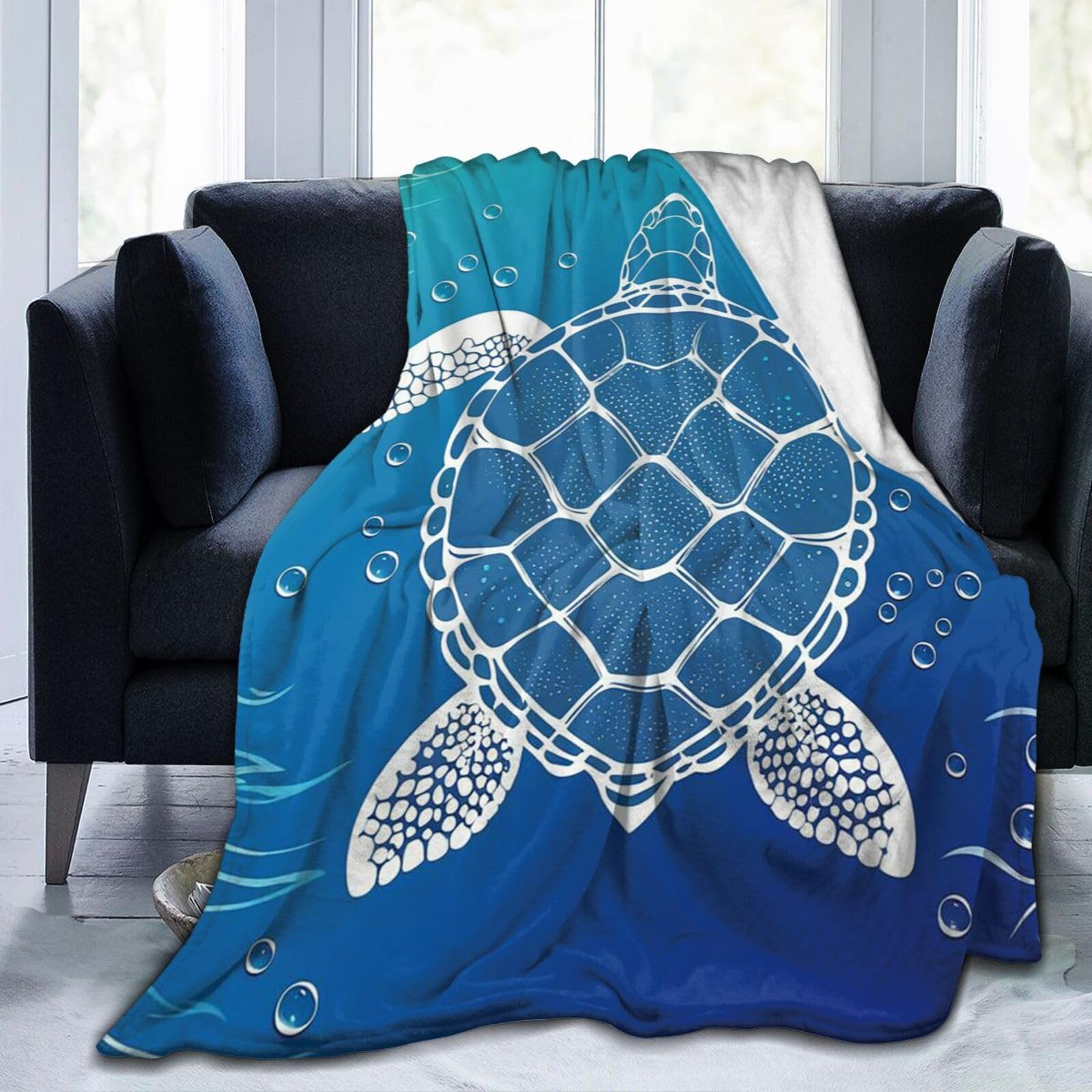 Jeté de canapé tortue bleu plaid de lit couverture salon 150x125