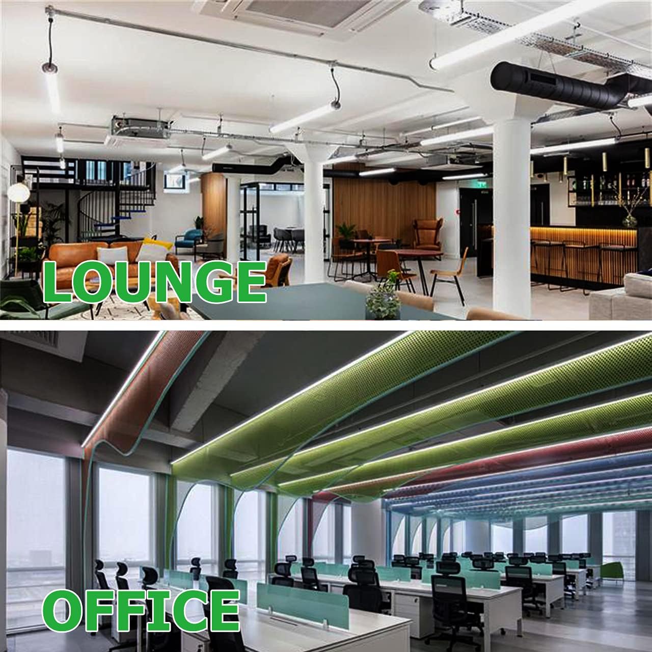 6 Pack T8 Led 2FT 24W Integrated V Shaped Tube Light,Linkable Under Cabinet Lamp, White Daylight 6000k Garage Lights, Indoor Shop Lights for Workshop,On/Off Switch Cable Clear Cover