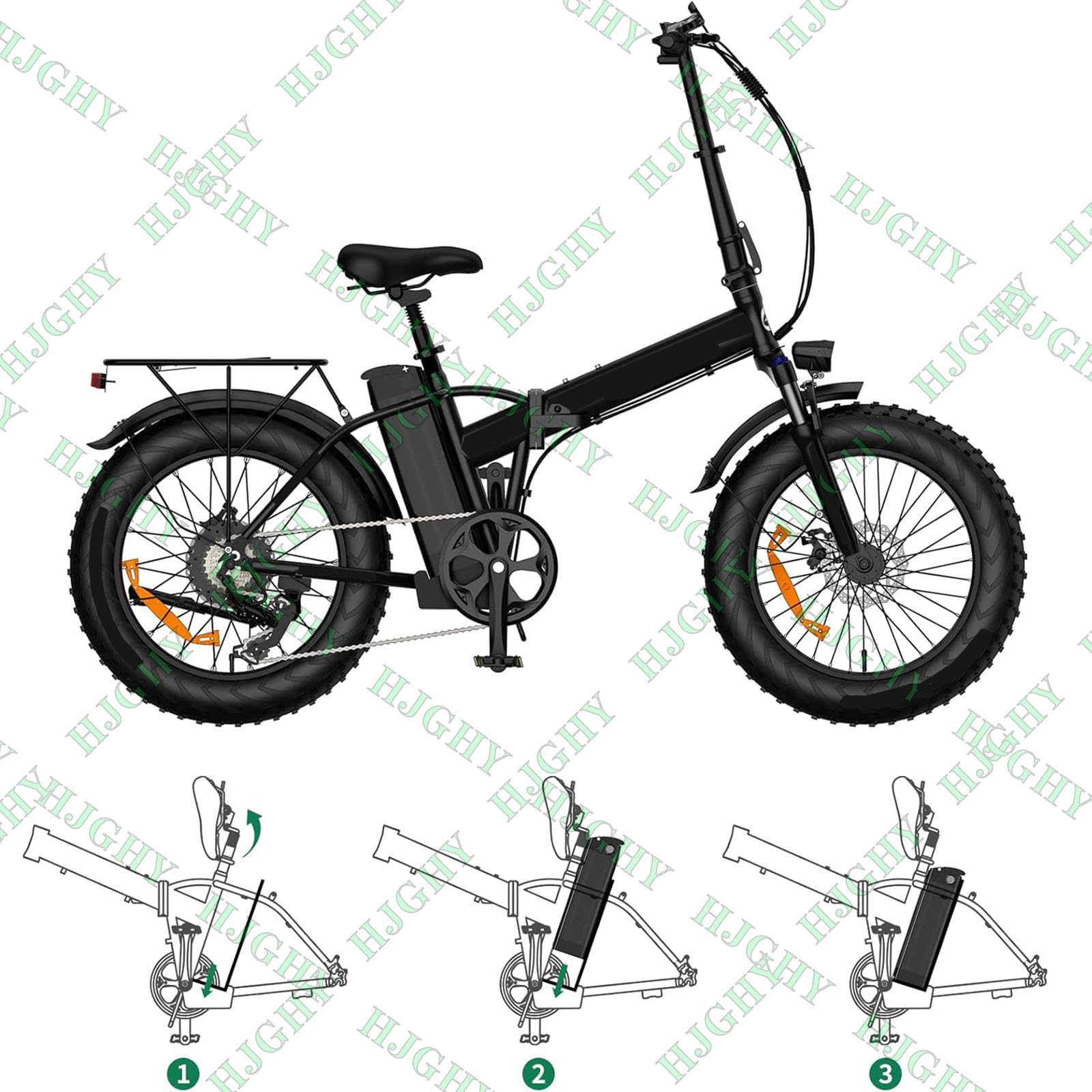 Batteria agli ioni di Litio da 48V 13Ah/15Ah o 36V 10Ah/17,5Ah Batteria al Litio Integrata Pieghevole con Caricabatterie e Maniglia per Kit Motore da 350W 500W e 800W,T Plug 36v17.5ah