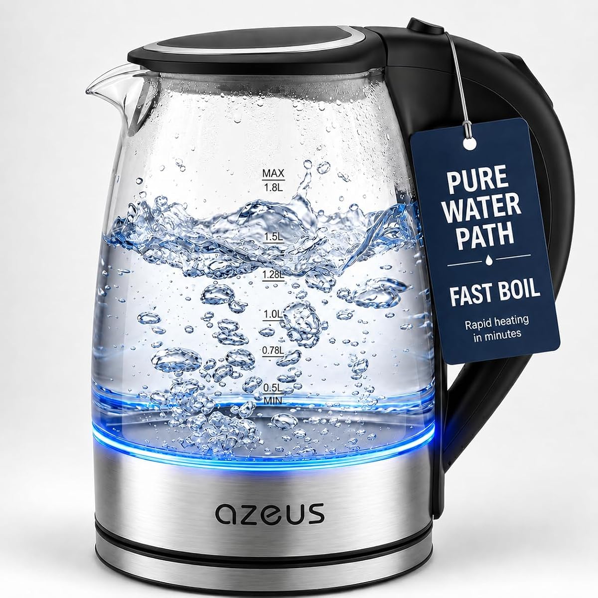 Hervidor eléctrico CX-817 de 1,8 L - Hervido rápido, apagado automático, protección contra ebullición en seco, base giratoria de 360° - Hervidor de agua de acero inoxidable para té, café y agua caliente
