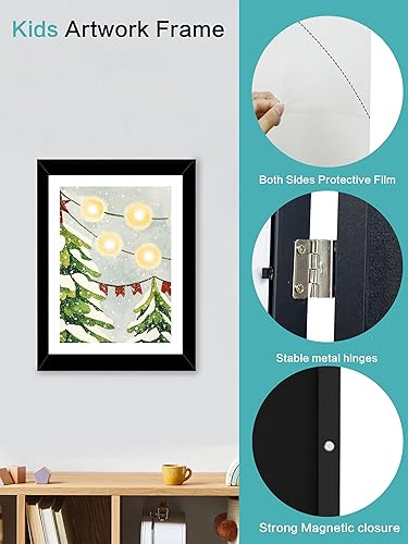 Miniatura 10 de Orionstar Marcos de arte para niños, marcos de fotos intercambiables, marcos de exhibición de fotos de apertura frontal de 11.8 x 8.5 pulgadas con