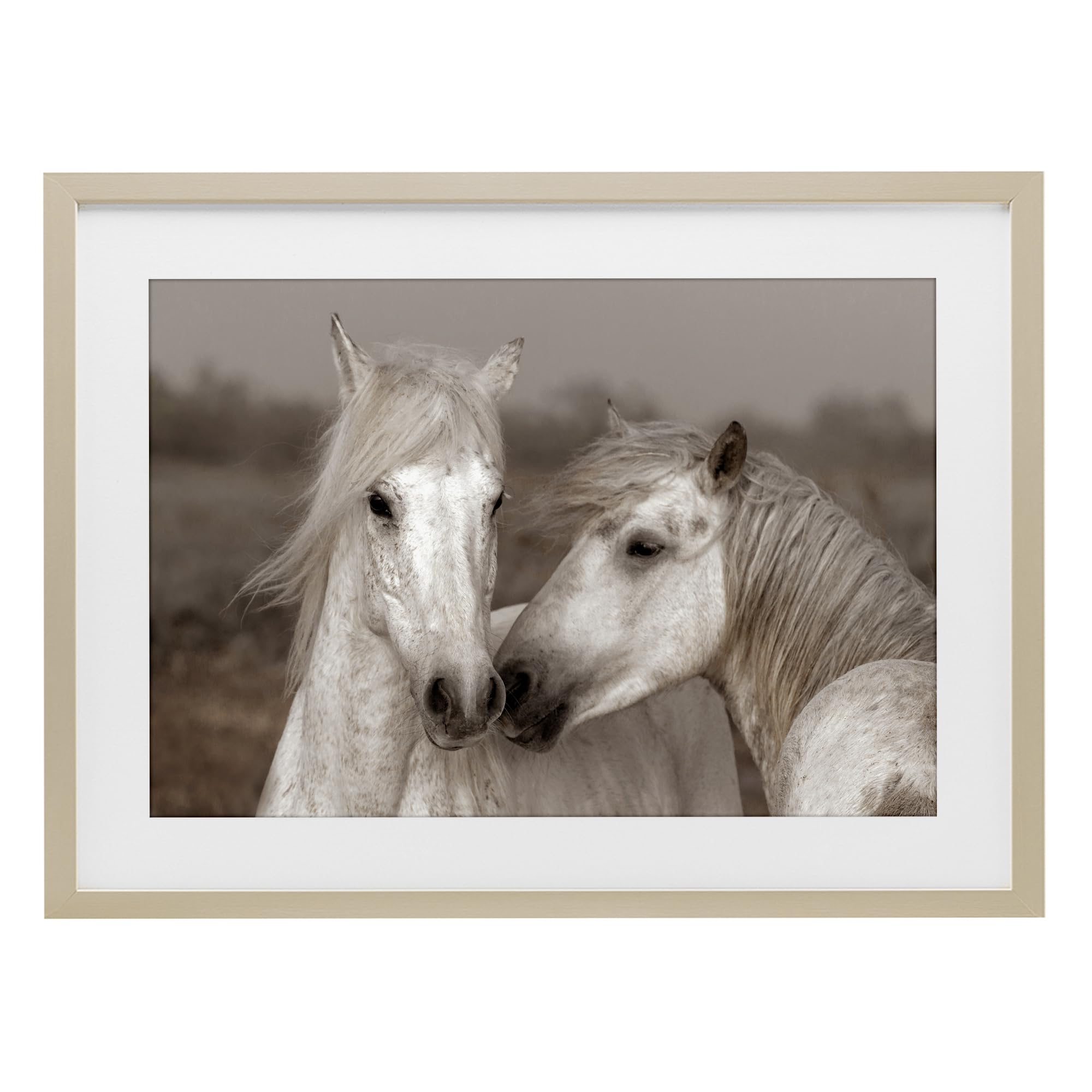 Stupell Industries Harvest Pine (Textured) 'Gentle Companionship Horses'| Framed Print Under Glass