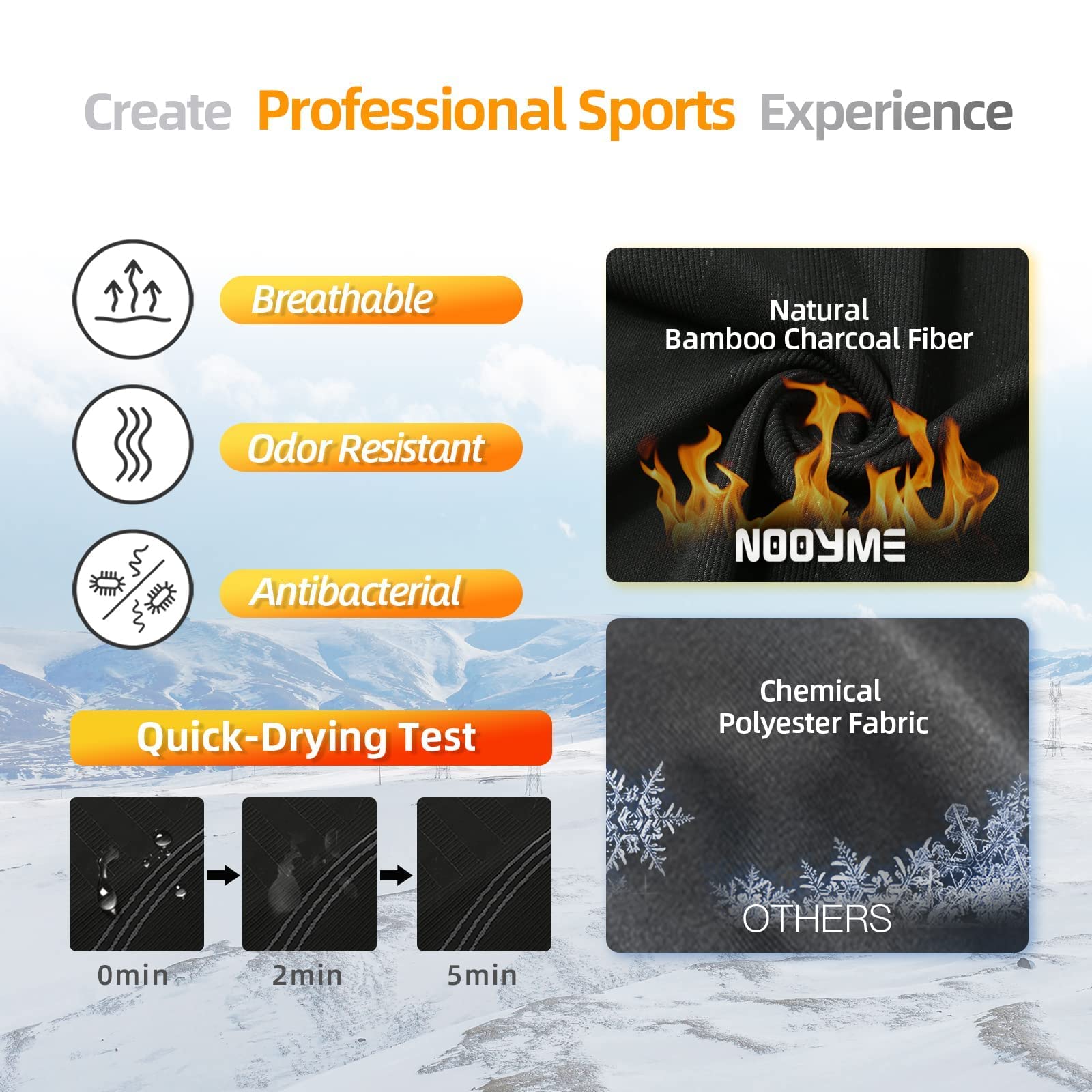 NOOYME Intimo Termico Uomo Biancheria Intima Termica Uomo Traspirante Asciugatura Rapida per Sci Ciclismo Corsa Allenamento