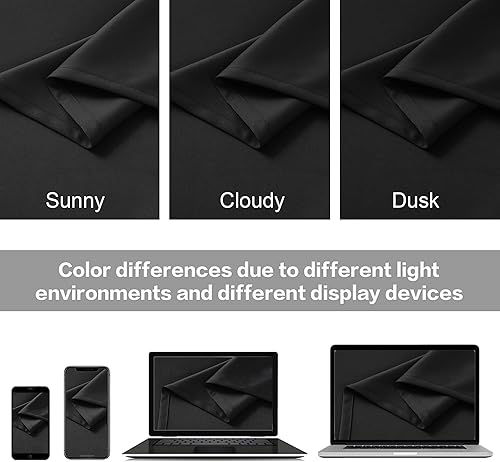 Miniatura 5 de DUALIFE - 2 paneles de cortinas opacas extralargas, con aislamiento térmico, para loft (negro, 52 pulgadas de ancho x 132 pulgadas de largo)