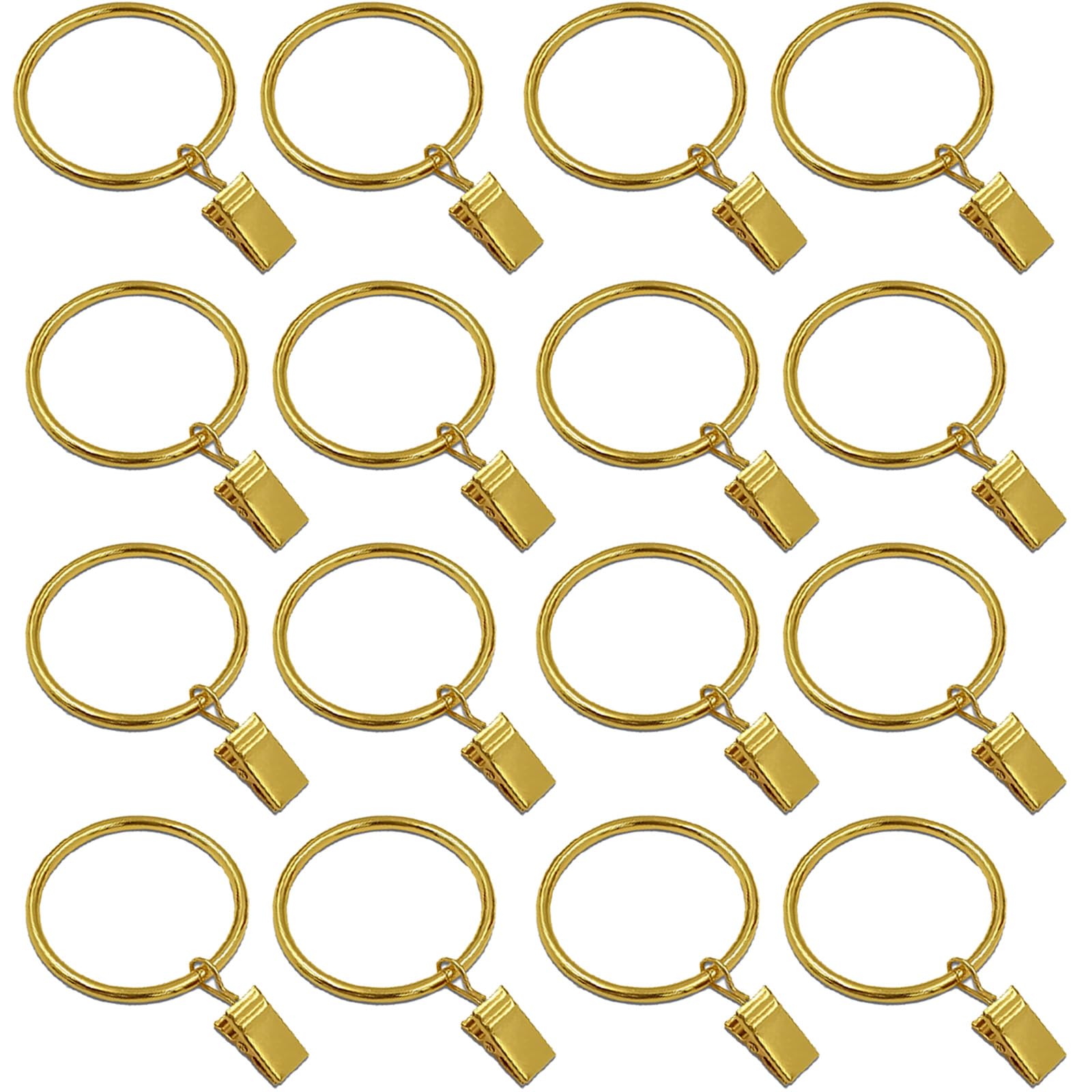 Photo 1 of 16 Pack Curtain Rings with Clips, Window Clip Rings Curtain Hooks Hangers Clip Rings for Hanging Drapery Drapes Bows, Mini 1 Inch Diameter, Fits up to 5/8" Rod, Gold