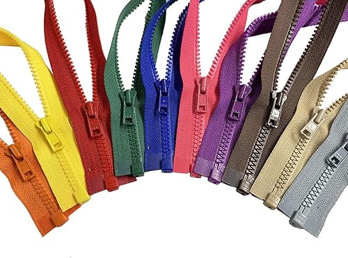 YKK Cremallera #3, 10 cremalleras separadoras para coser abrigos, chaquetas, cremallera, cremalleras de plástico ligero, 10 colores mezclados (24