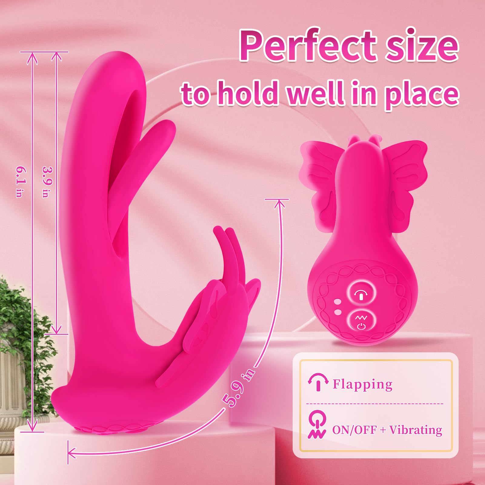 Wearable Panty Vibrator Dildo Butterfly Sex Toys for Women, Remote Control G Spot Flapping Vibrators with 9 Flapping 9 Vibrating Modes Dildo for Clitoral Nipple Stimulation Couples Adult Sex Toys
