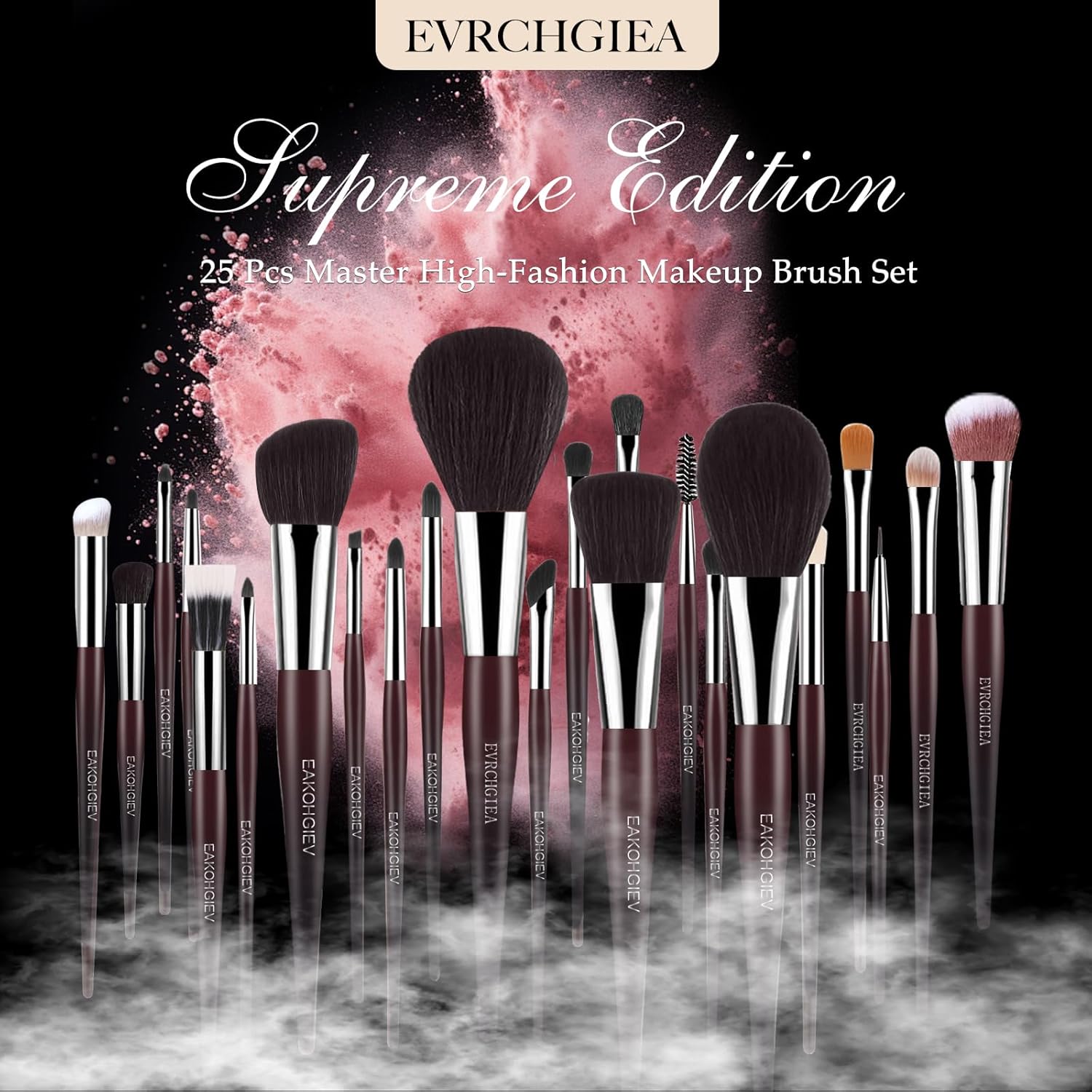 Professional Makeup Brush Set, 25Pcs Powder Foundation Blush Eyeshadow Brushes with Travel Case. All in One Brush Set, Soft Synthetic Vegan & Cruelty-Free (brown)