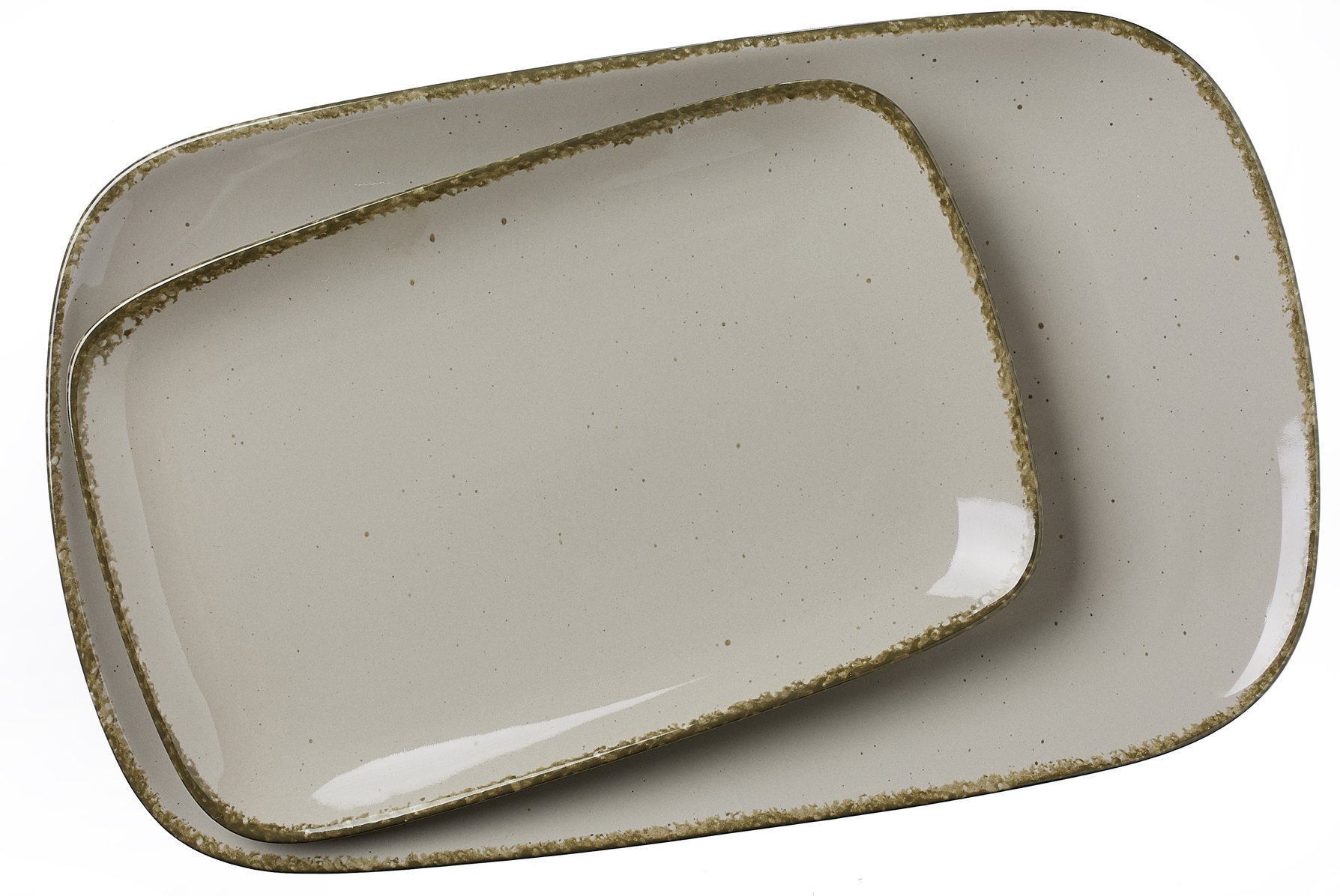 Ritzenhoff & Breker Casa Porcelain Serving Plates Set of 2, 24 x 15.5 cm and 33 x 20 cm, Nougat