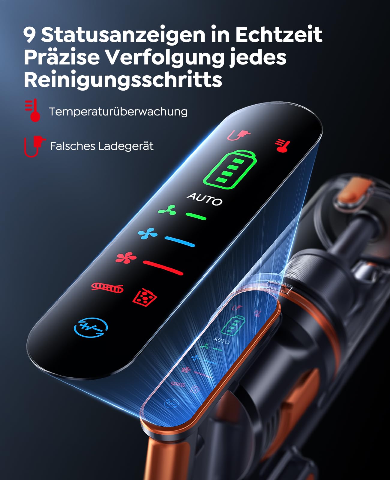 Fieety Akku Staubsauger,600W/50kPa/65Min Staubsauger Kabellos mit Wandmontierte Ladestation, Aromatherapie, Automatikmodus, Flexibles Biegegelenk, 1M Schlauch für Hartböden Teppiche Tierhaare Auto