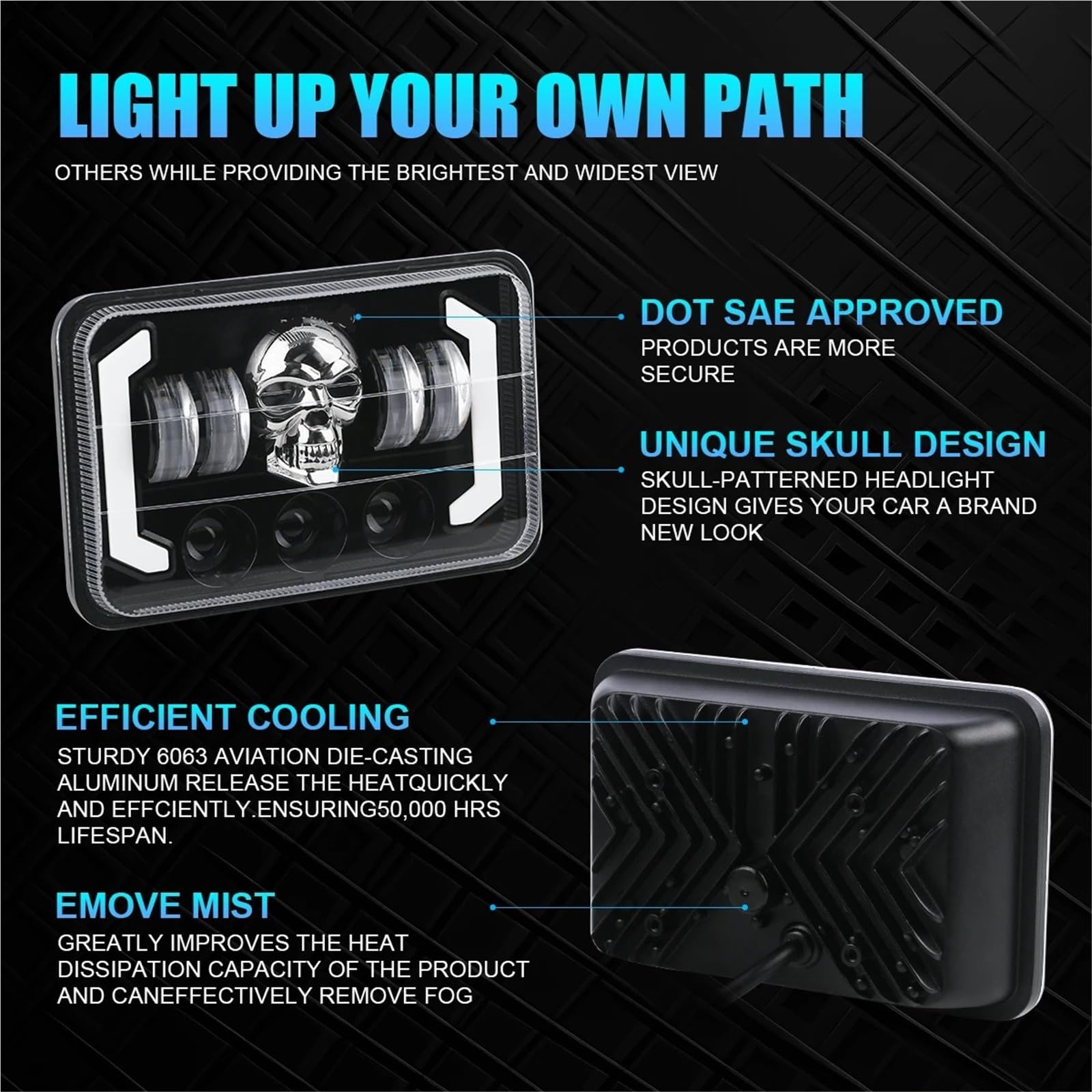 Zestaw reflektorów Reflektory 4x6 cali LED reflektor DRL Hi-Lo lampa pasuje do Jeep Wrangler JK Cherokee XJ 12V 24V(1PC)