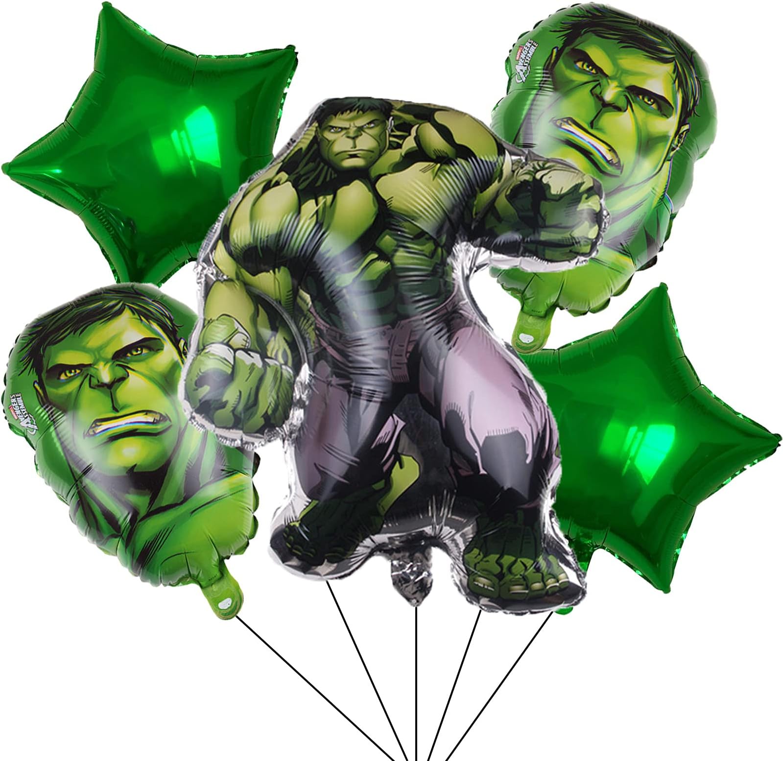5PCS Superhero The Incredible Hulk Foil Balloons for Kids Birthday Baby Shower Avengers Theme Party Decorations