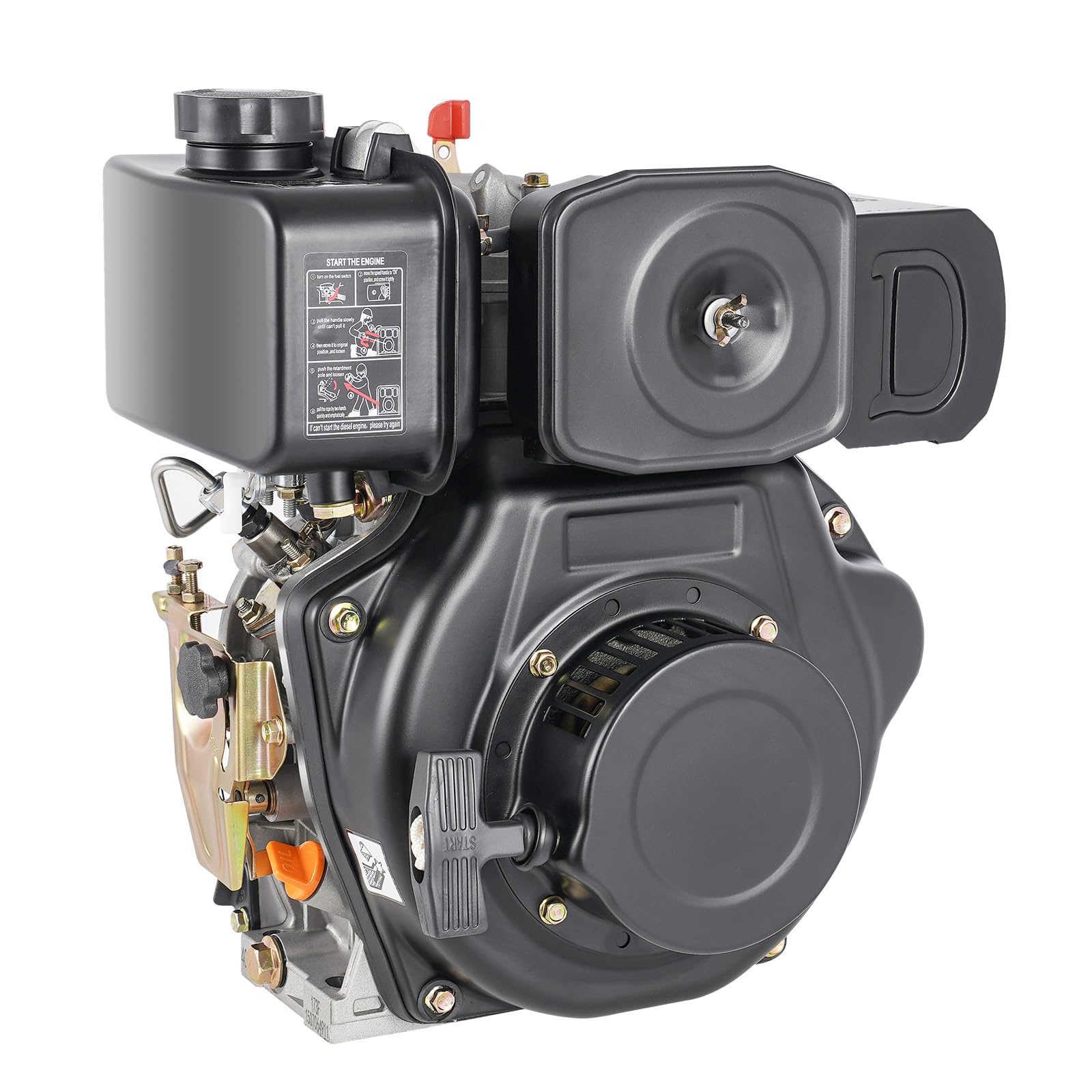 Silnik wysokoprężny 3,6 kW, 4-suwowy, ręczny rozrusznik, silnik benzynowy, chłodzony powietrzem, jednocylindrowy silnik kartowy, silnik napędowy, bezpośredni wtrysk 0,25 l, zbiornik do pompy wodnej