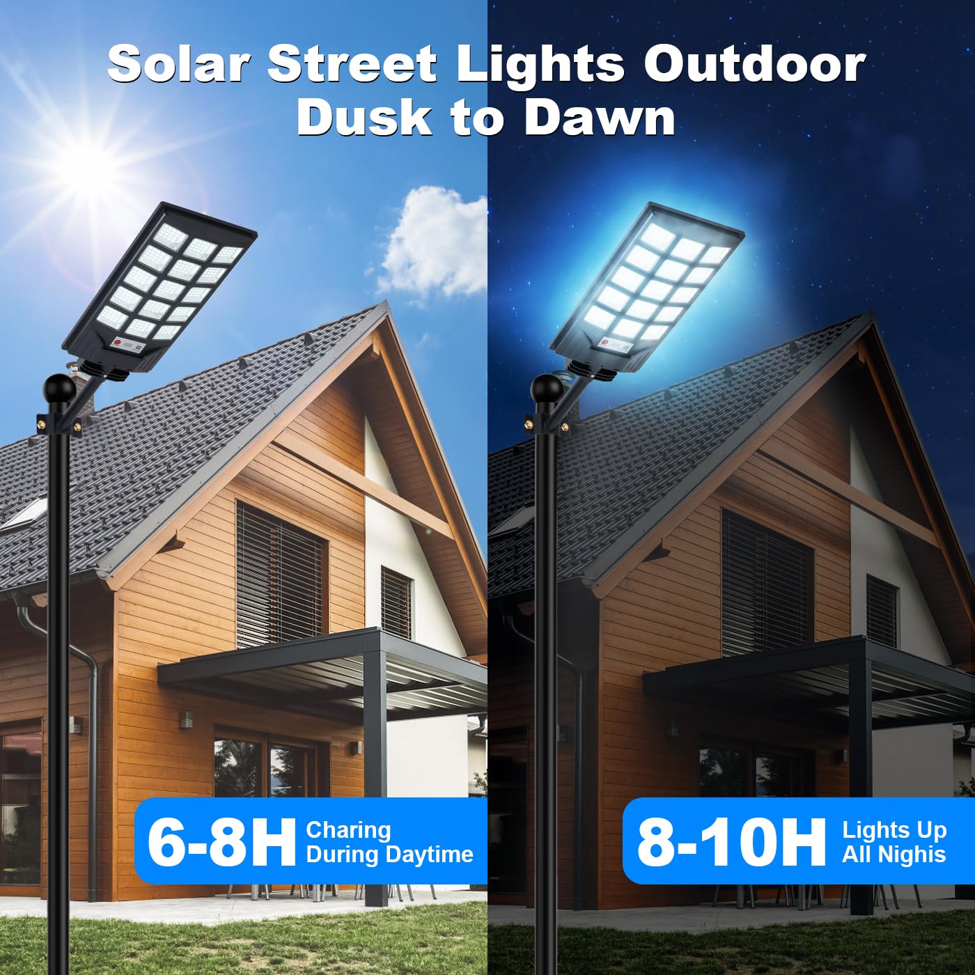 HONEYBABY Solar Street Lights Outdoor Waterproof, 8500K Solar Powered Lights Outdoor LED Flood Lamp - Image 3