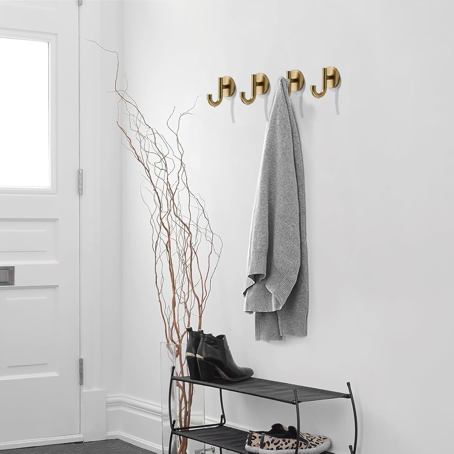 3 Pack 3 inch zinc Alloy Champagne Bronze Robe Hooks, with Screws, Suitable for Bathroom Champagne Brass Towel Hooks, Garage and Multi-Room wall-Mounted Racks in the Laundry Room