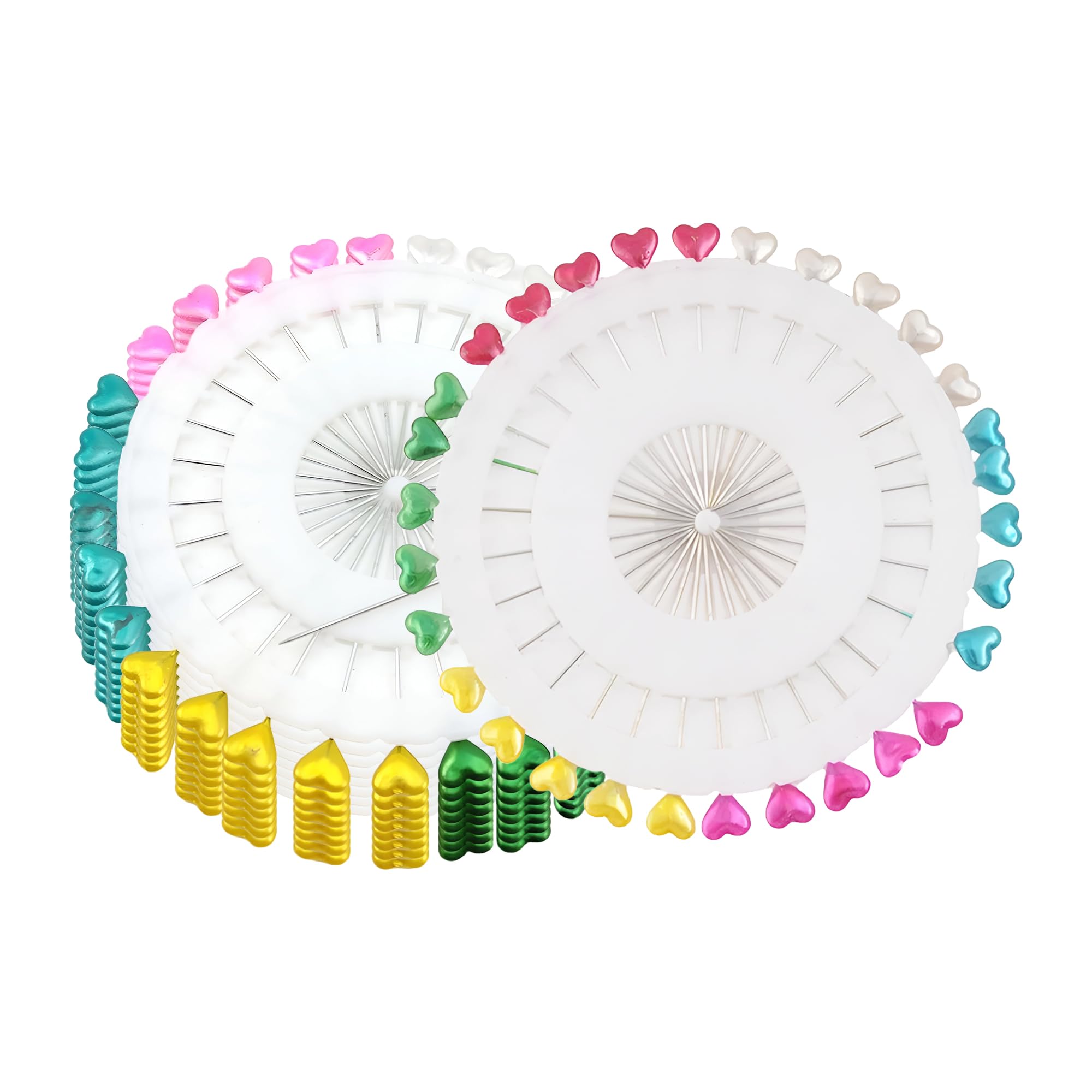 55mm Colourful Pearl Head Pins - Heart Shaped Pearl Heads Sewing Scarf Hijab Pearlized Straight Pins for Sewing & Quilting Projects for Dressmaking DIY Art Craft Flower Decoration, Pack of 10