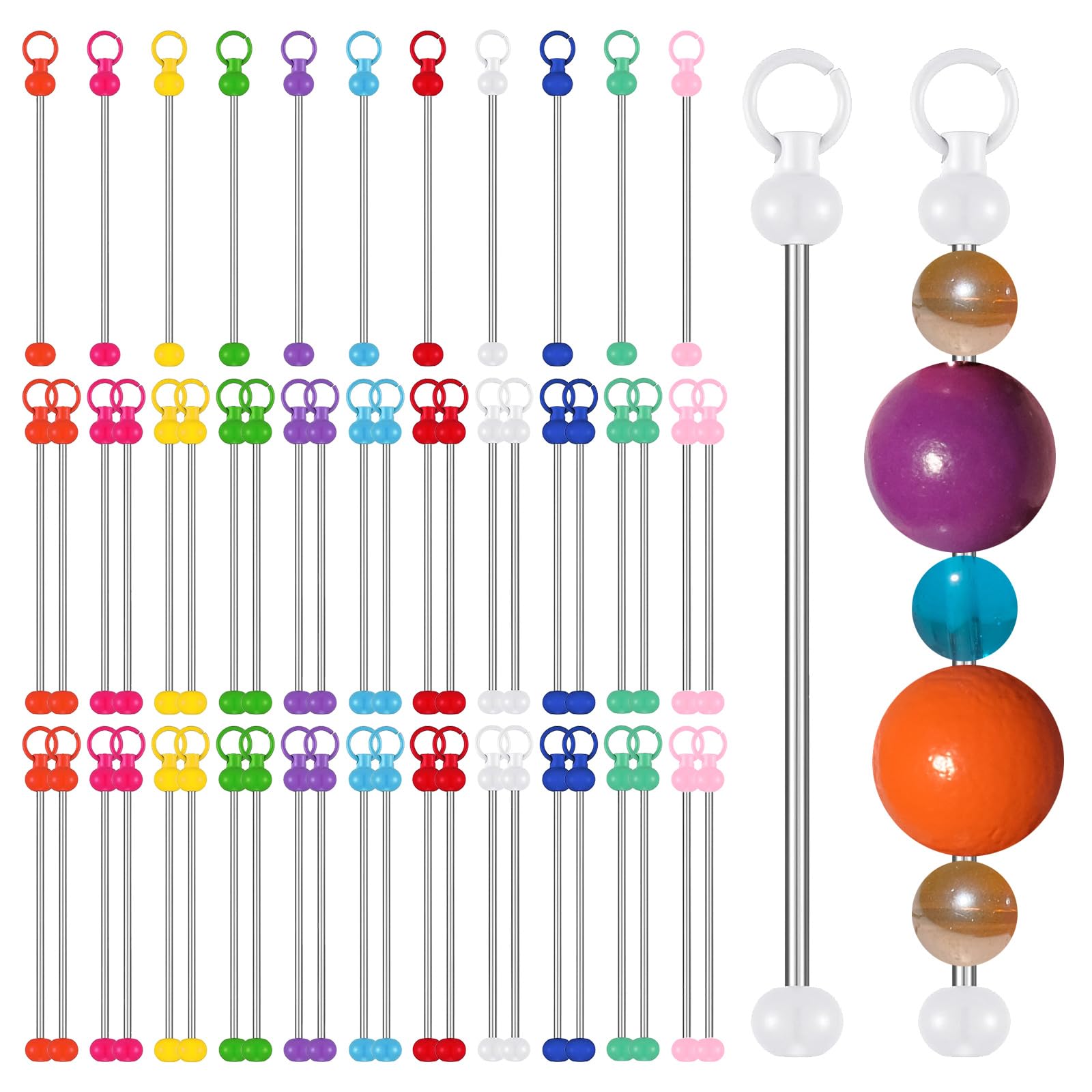 Porte-clés en perles vierges lot de 55 en acier inoxydable pour création de bijoux DIY