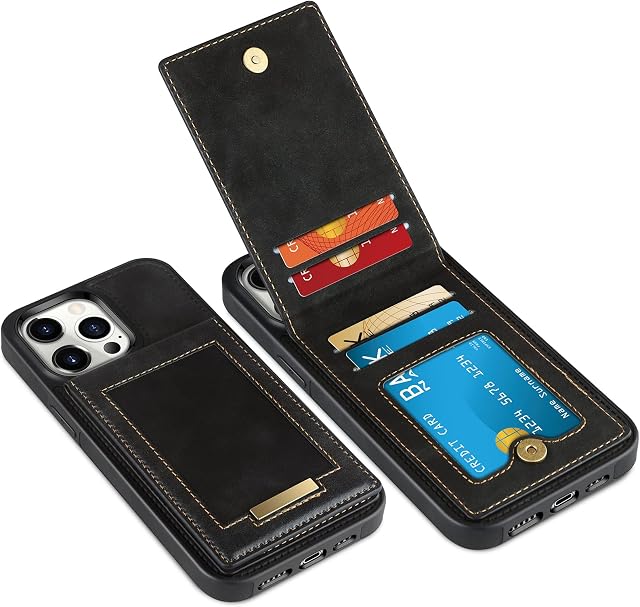 Vofolen for iPhone 14 Pro Max Case Wallet Case with Card Holder Slots PU Leather Wallet Shockproof Protective Case Magnetic Closure Flip Stand Case Cover for iPhone 14 Pro Max Phone Case-Black