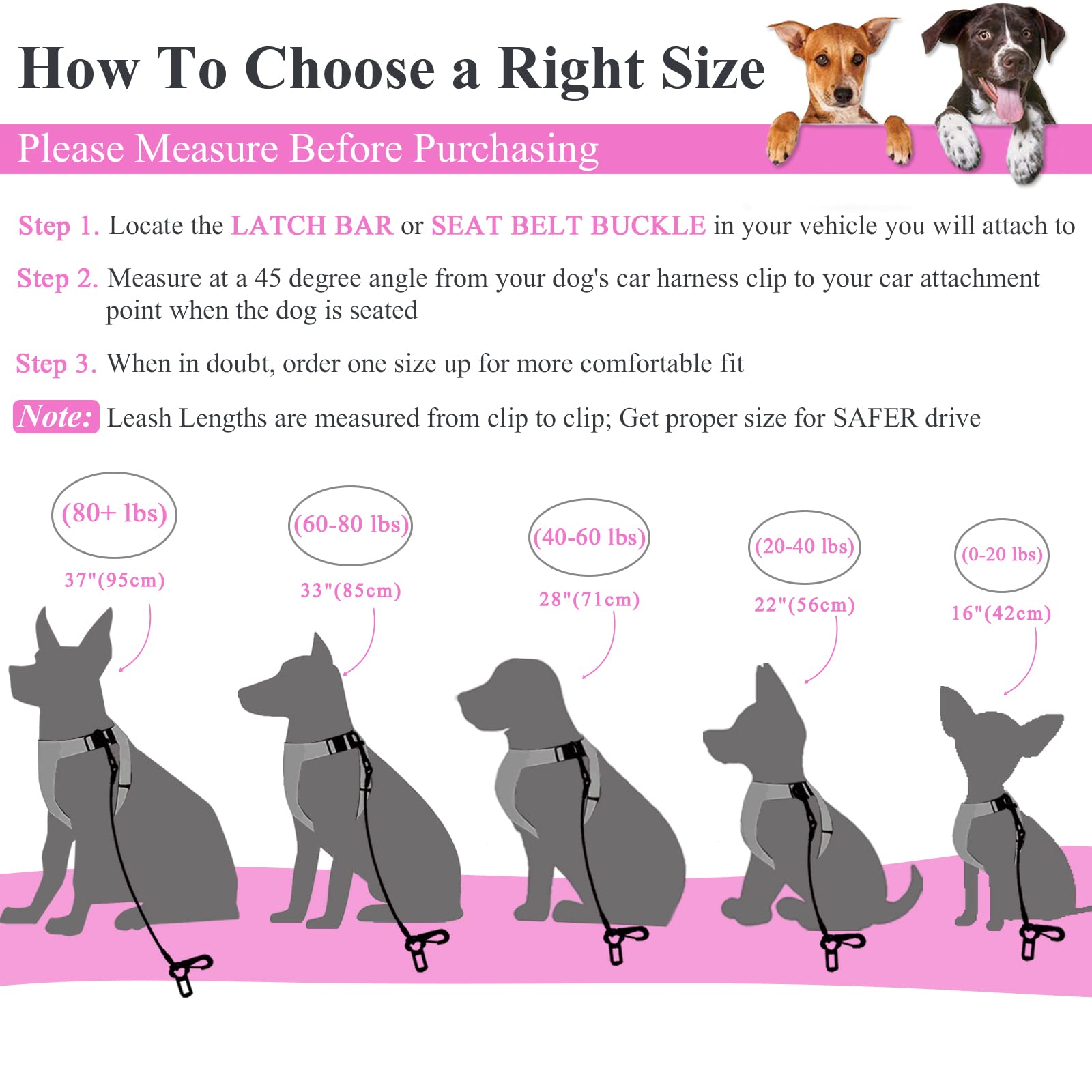 IOKHEIRA Dog Seatbelt, Updated Adjustable Harness Reflective Bungee Dog Car Seat Belt with Aviation Aluminum Alloy Rotatable Carabiner, Hook & Buckle - image 5