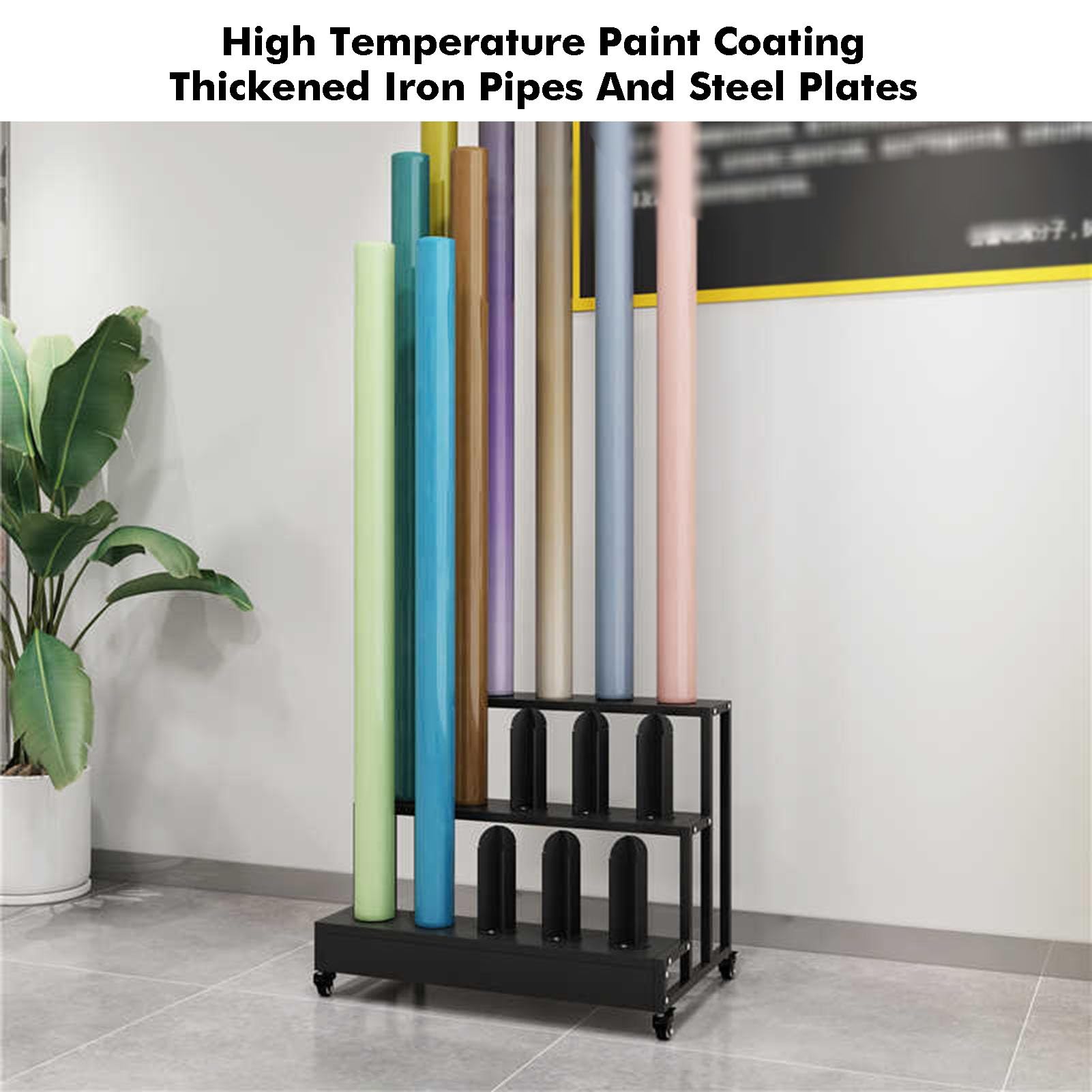 Scaffale mobile in metallo per rotoli e campioni, grande capacità, può contenere fino a 150 kg, ideale per tappeti in pelle e forniture artigianali (53 x 48 x 75 cm)
