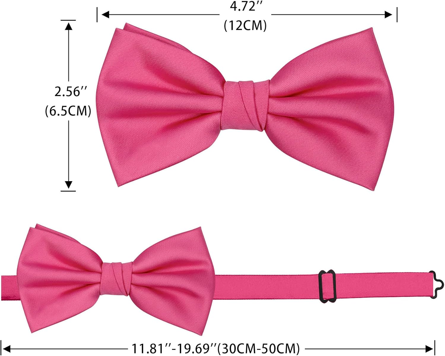 Adjustable Bow Ties for Men, Classic Solid Color Pre-Tied Bowties for Mens Wedding Party - Image 6