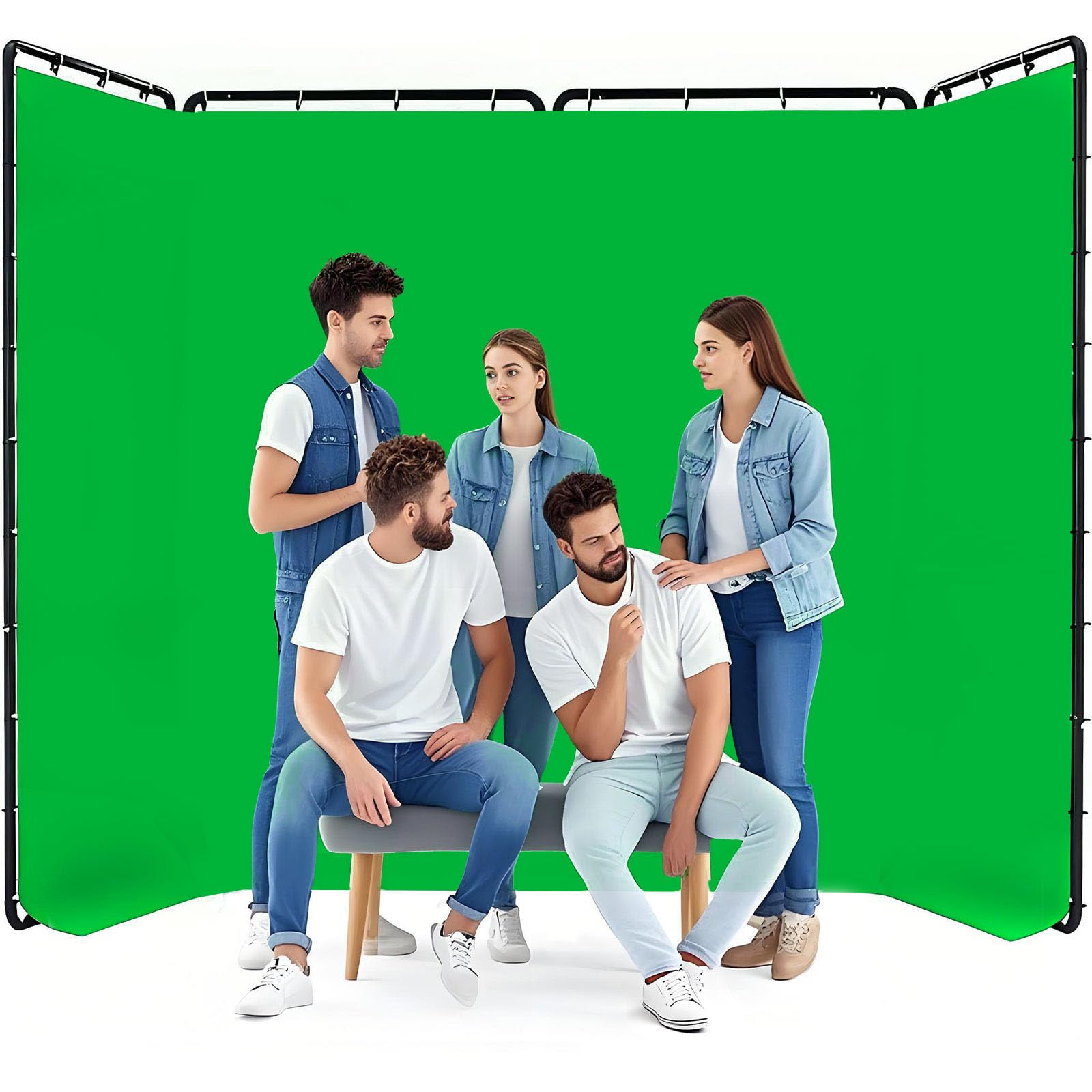 7.87ft x 13.12ft Green Screen Backdrop with Stand, Large Professional Collapsible Backdrop System for Photo Studio, Video Shooting, Live Streaming,