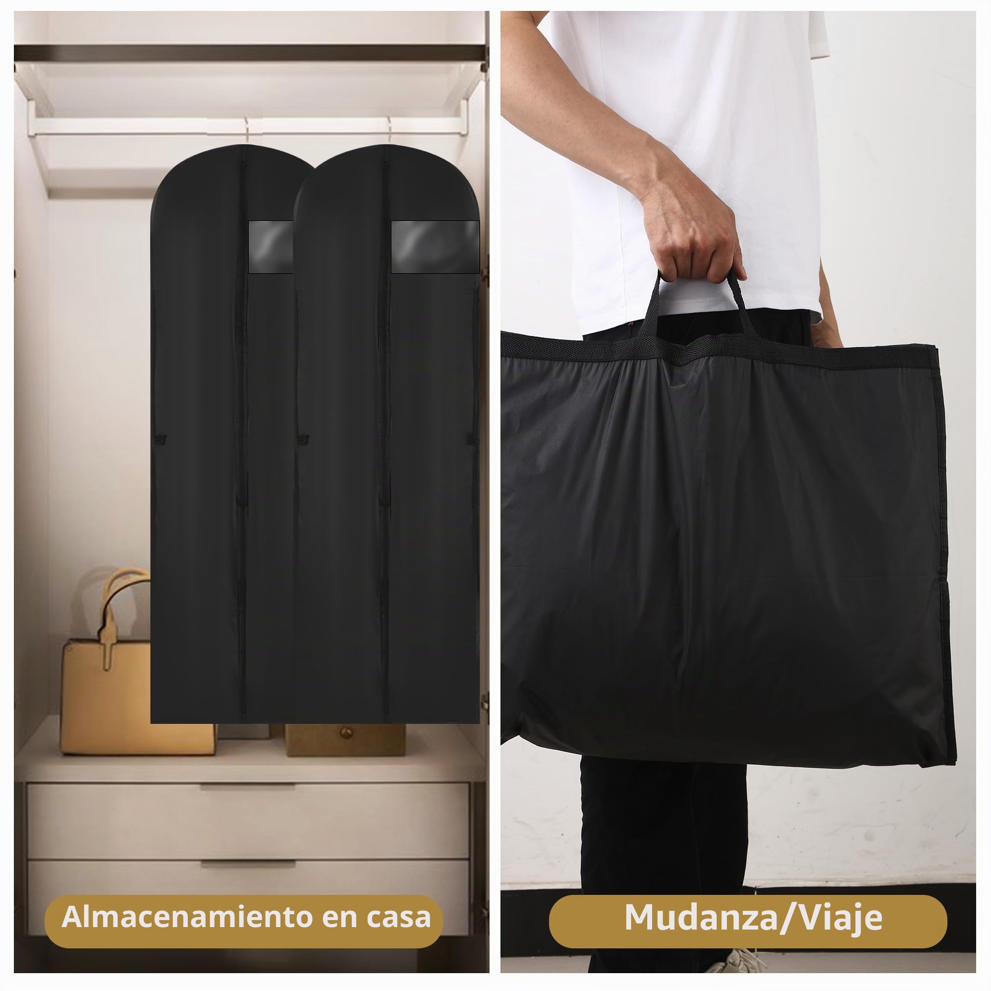 4 piezas Fundas Ropa, 180 x 60 cm Fundas Ropa Armario, resistente al polvo, al agua y a la humedad, para trajes, vestidos, trajes de noche y abrigos